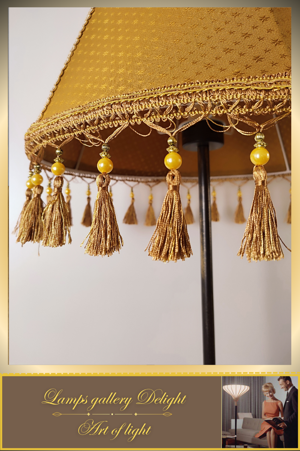 Floor lamp, Vintage Floor Lamp, Victorian floor lamp, fabric shade, handmade! 3603