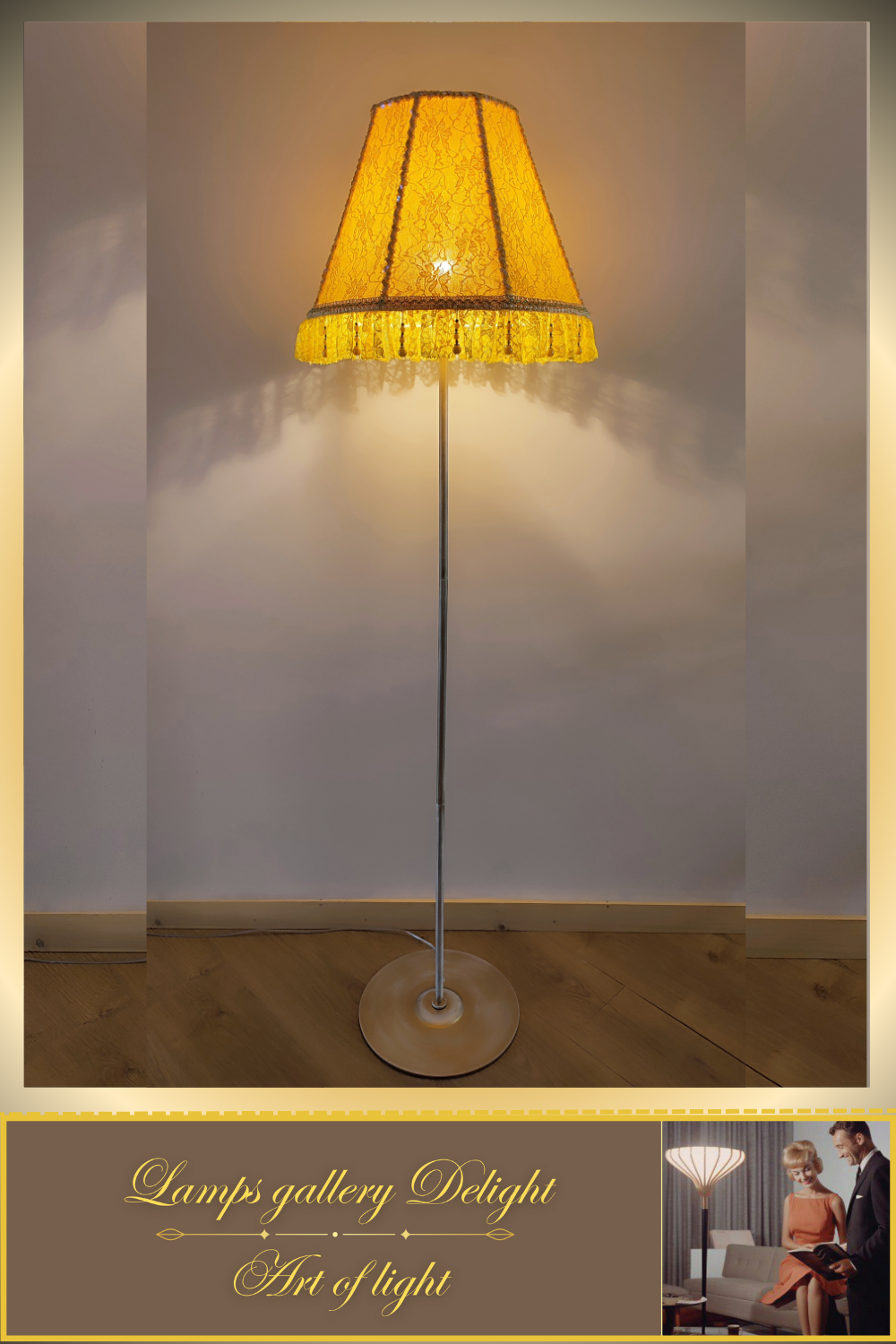 Floor lamp, yellow lamp, Victorian style floor lamp, fairy lamp, fabric shade, handmade! 111401