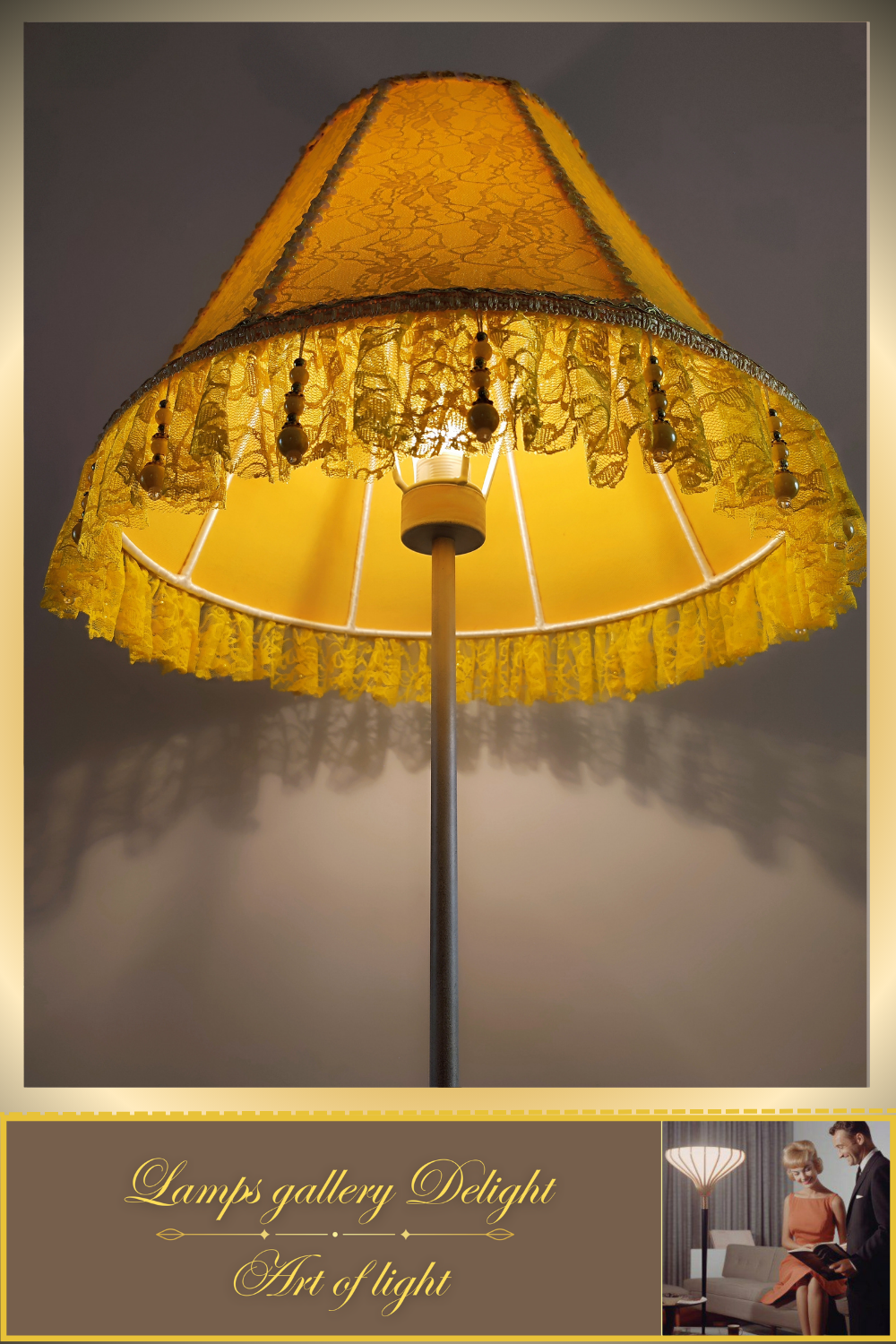 Floor lamp, yellow lamp, Victorian style floor lamp, fairy lamp, fabric shade, handmade! 111401