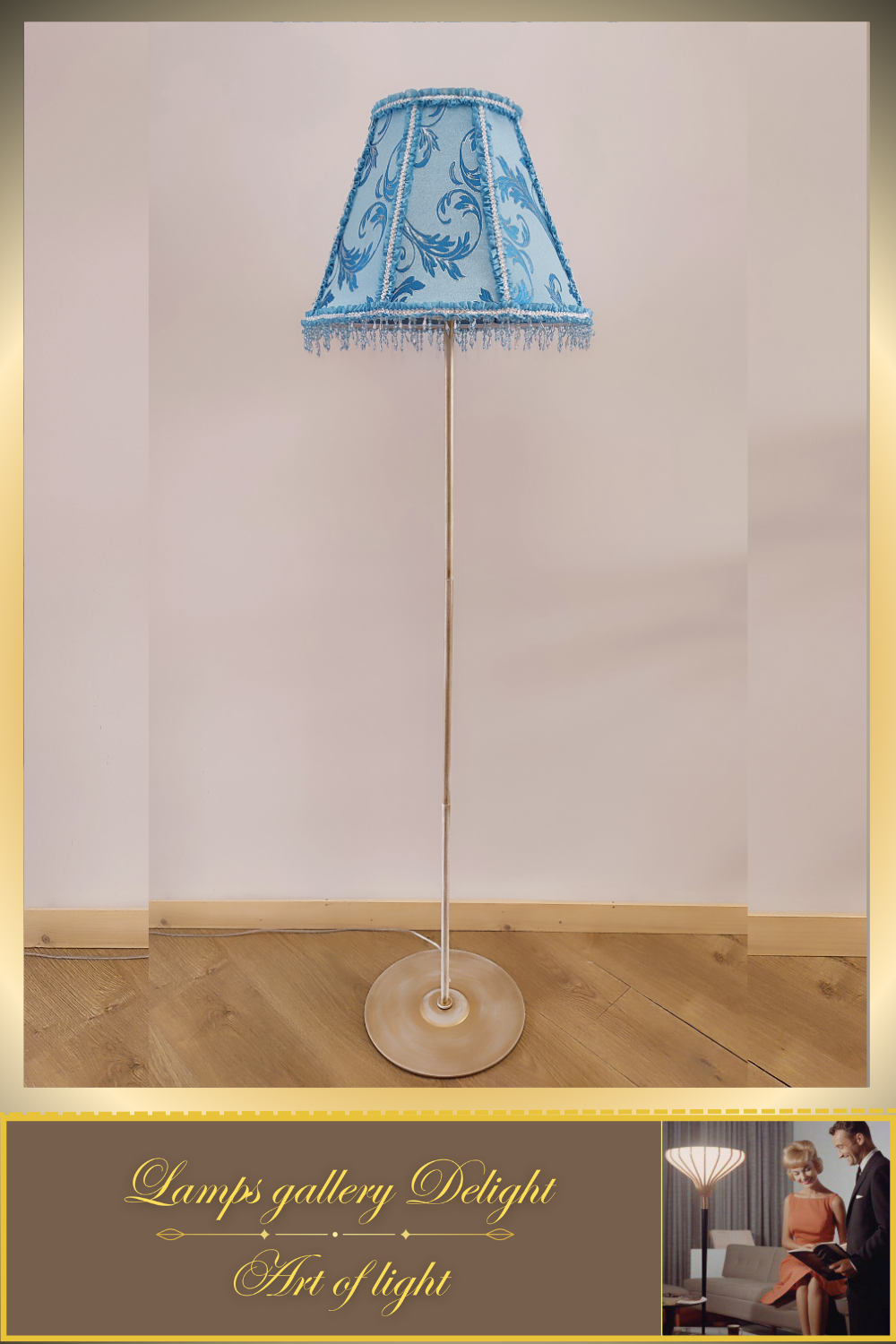 Floor lamp, blue lamp, Victorian style floor lamp, fairy lamp, fabric shade, handmade! 1112