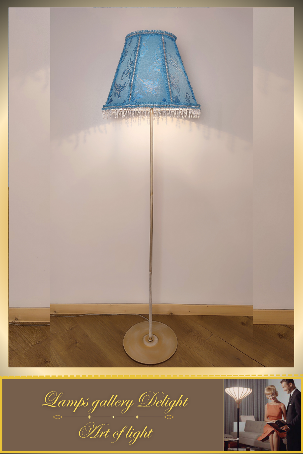 Floor lamp, blue lamp, Victorian style floor lamp, fairy lamp, fabric shade, handmade! 1112