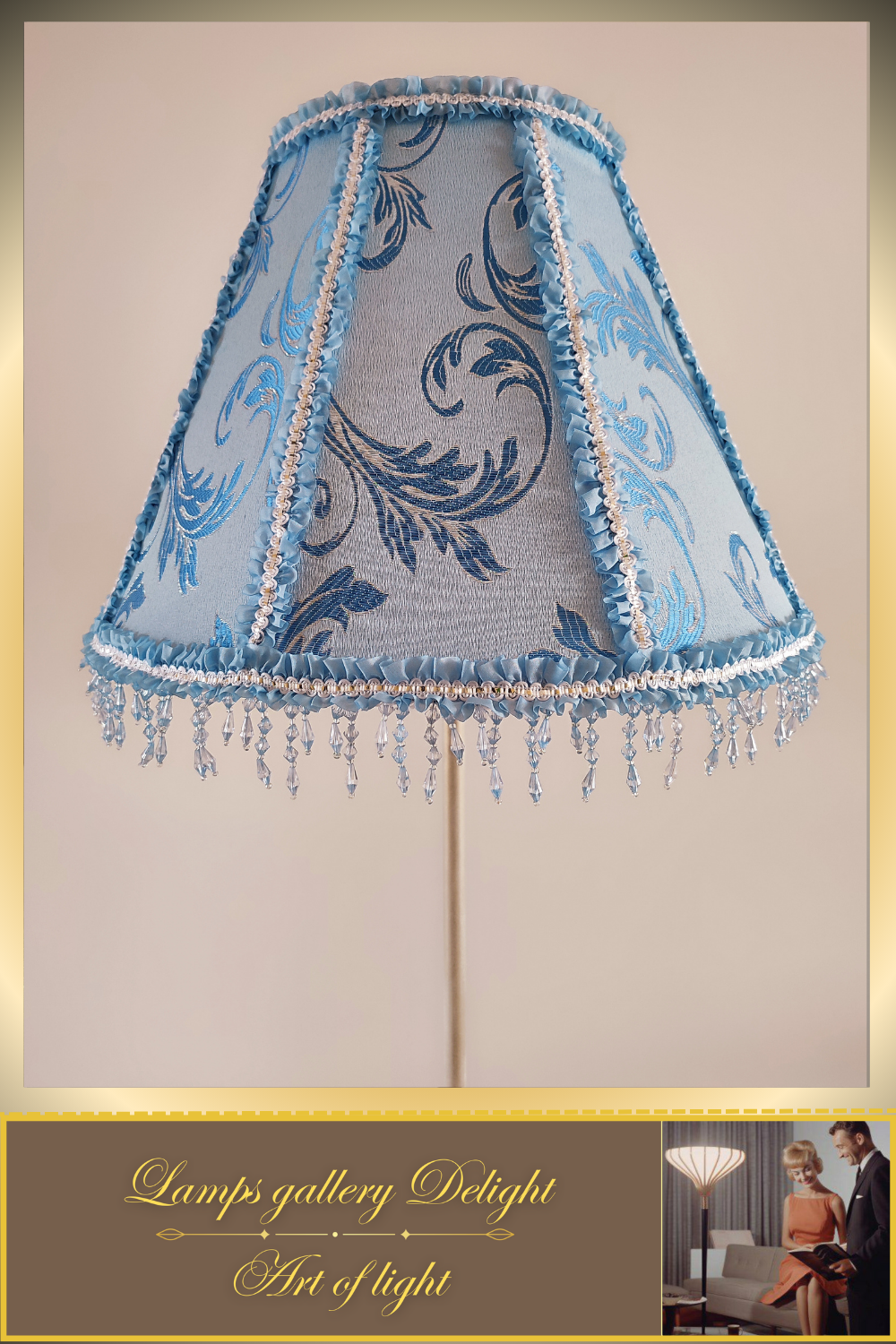 Floor lamp, blue lamp, Victorian style floor lamp, fairy lamp, fabric shade, handmade! 1112