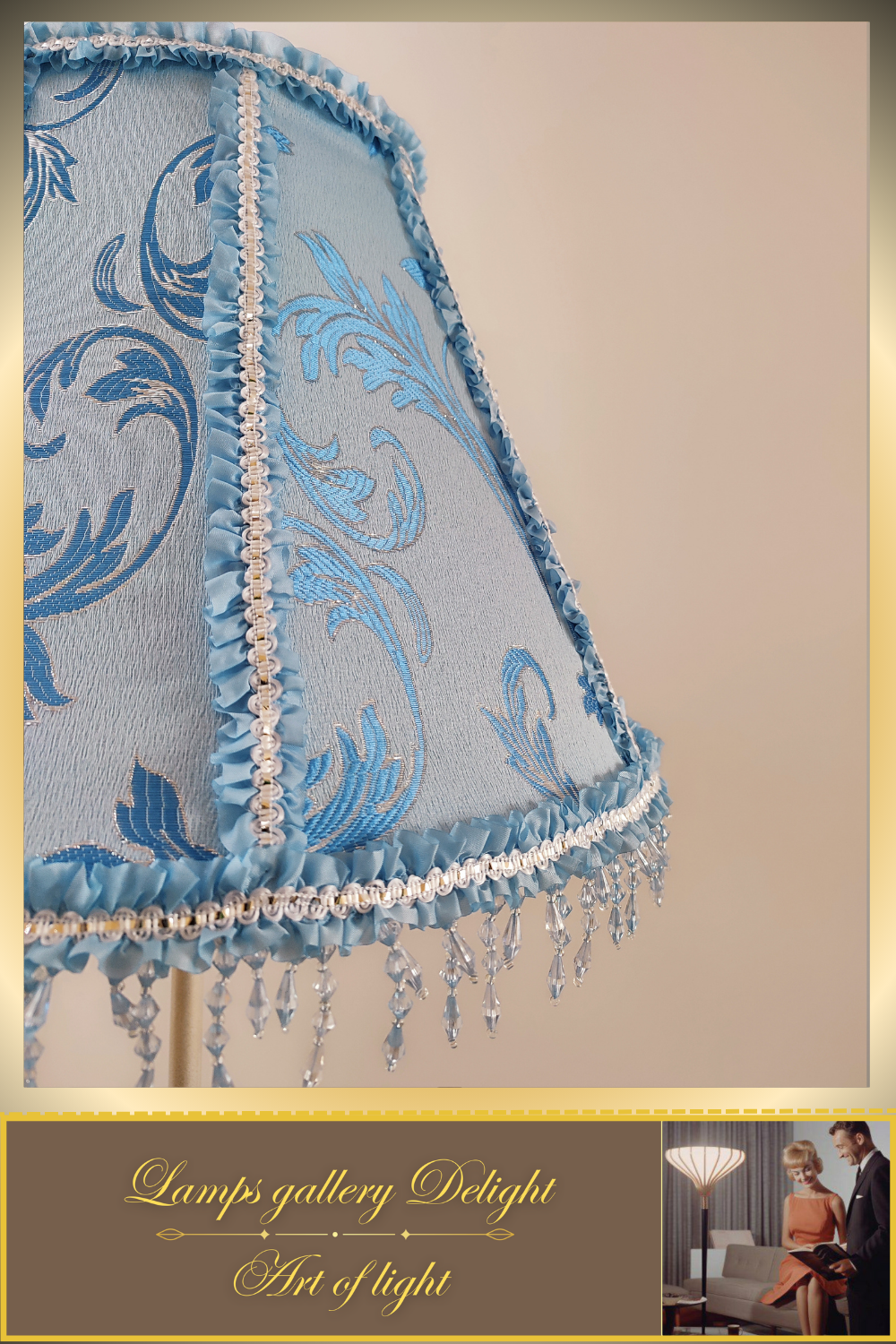 Floor lamp, blue lamp, Victorian style floor lamp, fairy lamp, fabric shade, handmade! 1112