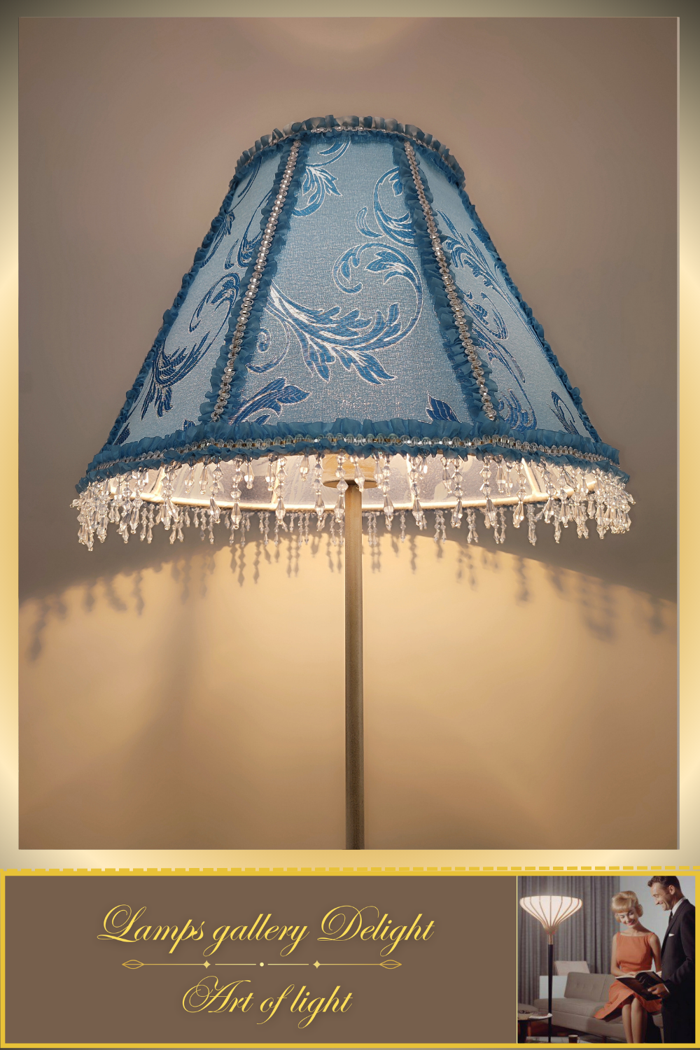 Floor lamp, blue lamp, Victorian style floor lamp, fairy lamp, fabric shade, handmade! 1112