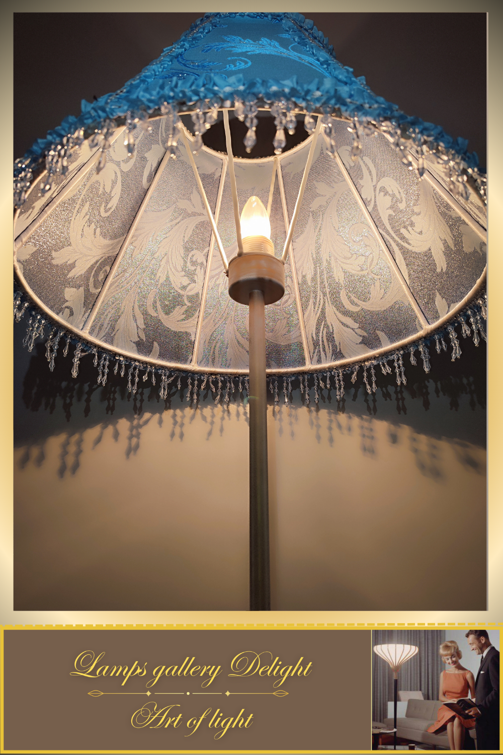 Floor lamp, blue lamp, Victorian style floor lamp, fairy lamp, fabric shade, handmade! 1112