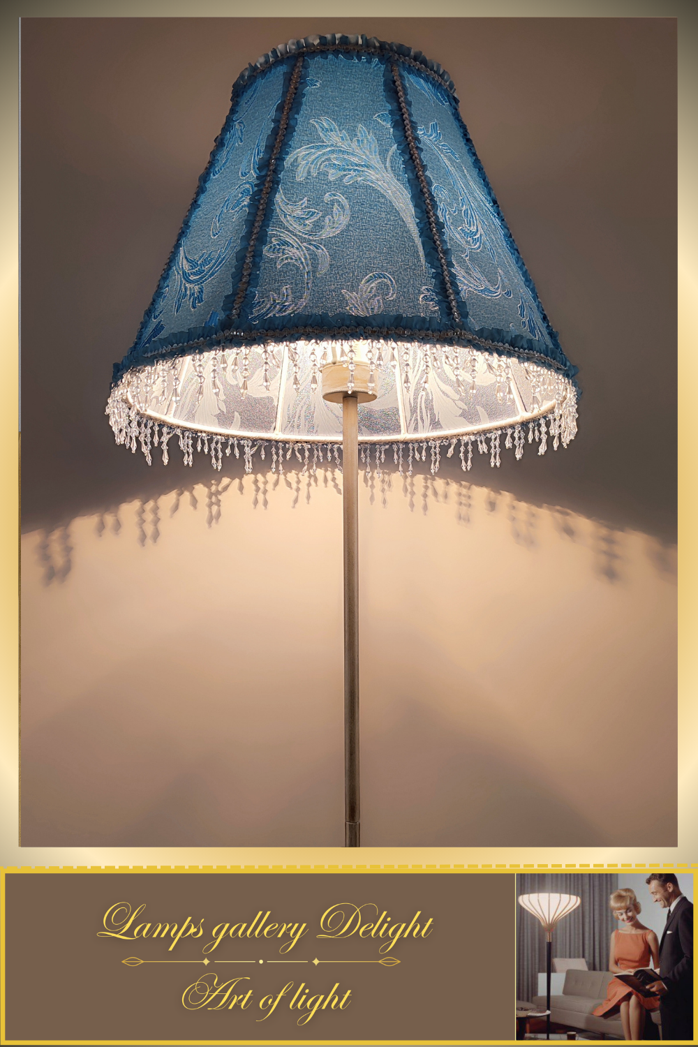 Floor lamp, blue lamp, Victorian style floor lamp, fairy lamp, fabric shade, handmade! 1112