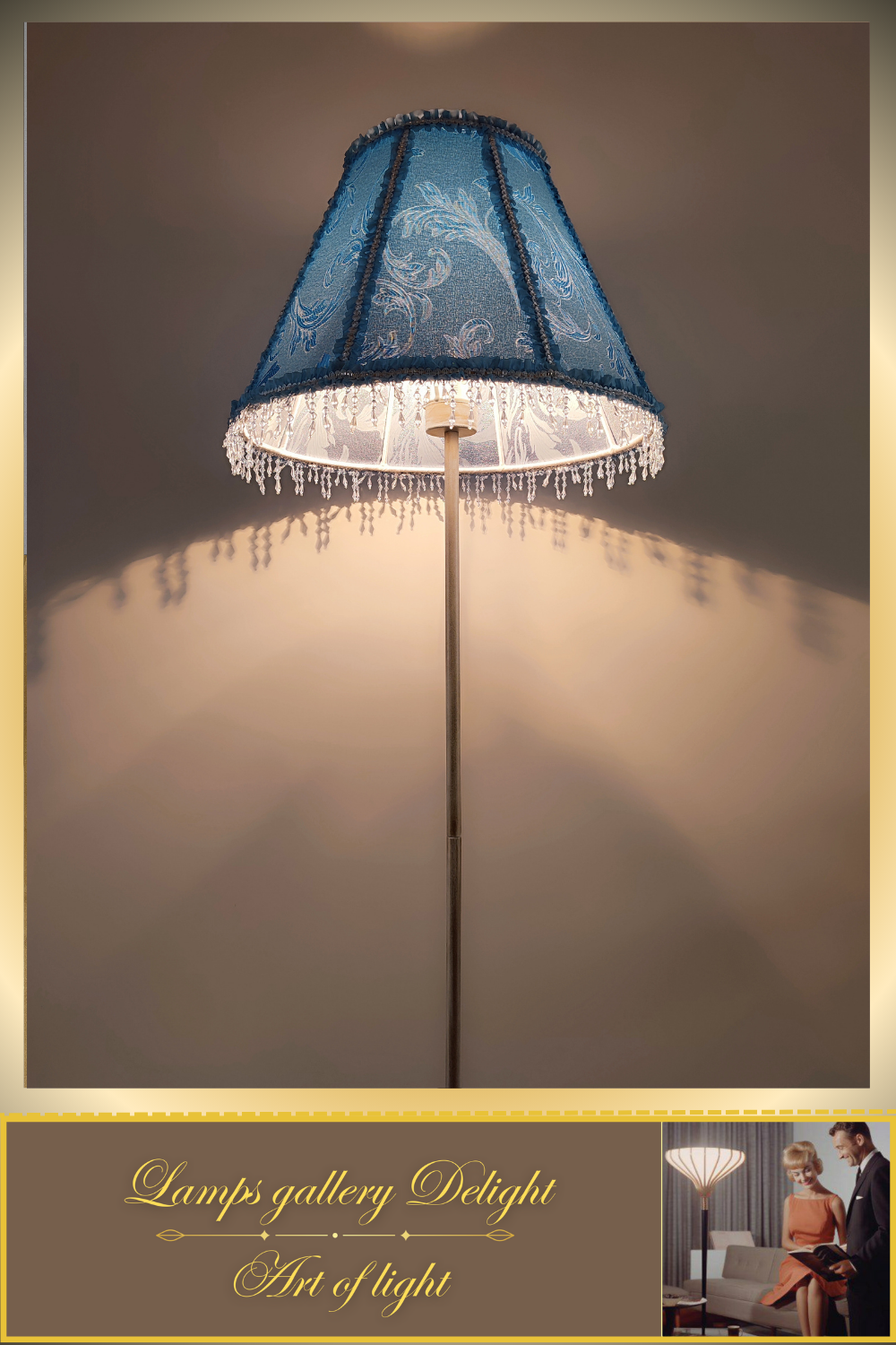 Floor lamp, blue lamp, Victorian style floor lamp, fairy lamp, fabric shade, handmade! 1112