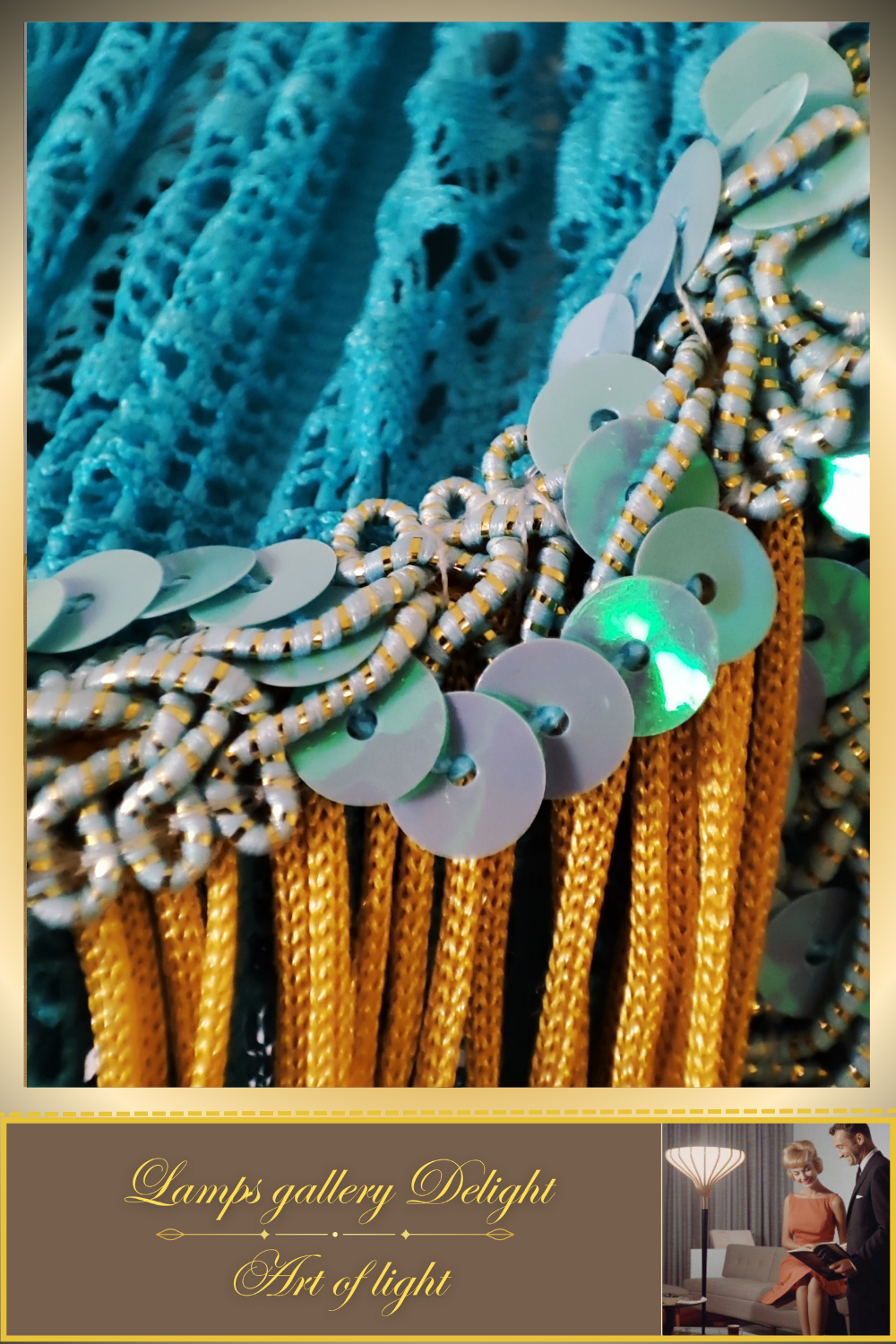 Floor lamp, Victorian style, floor lamp with turquoise fabric shade, Unique lamp. 1701