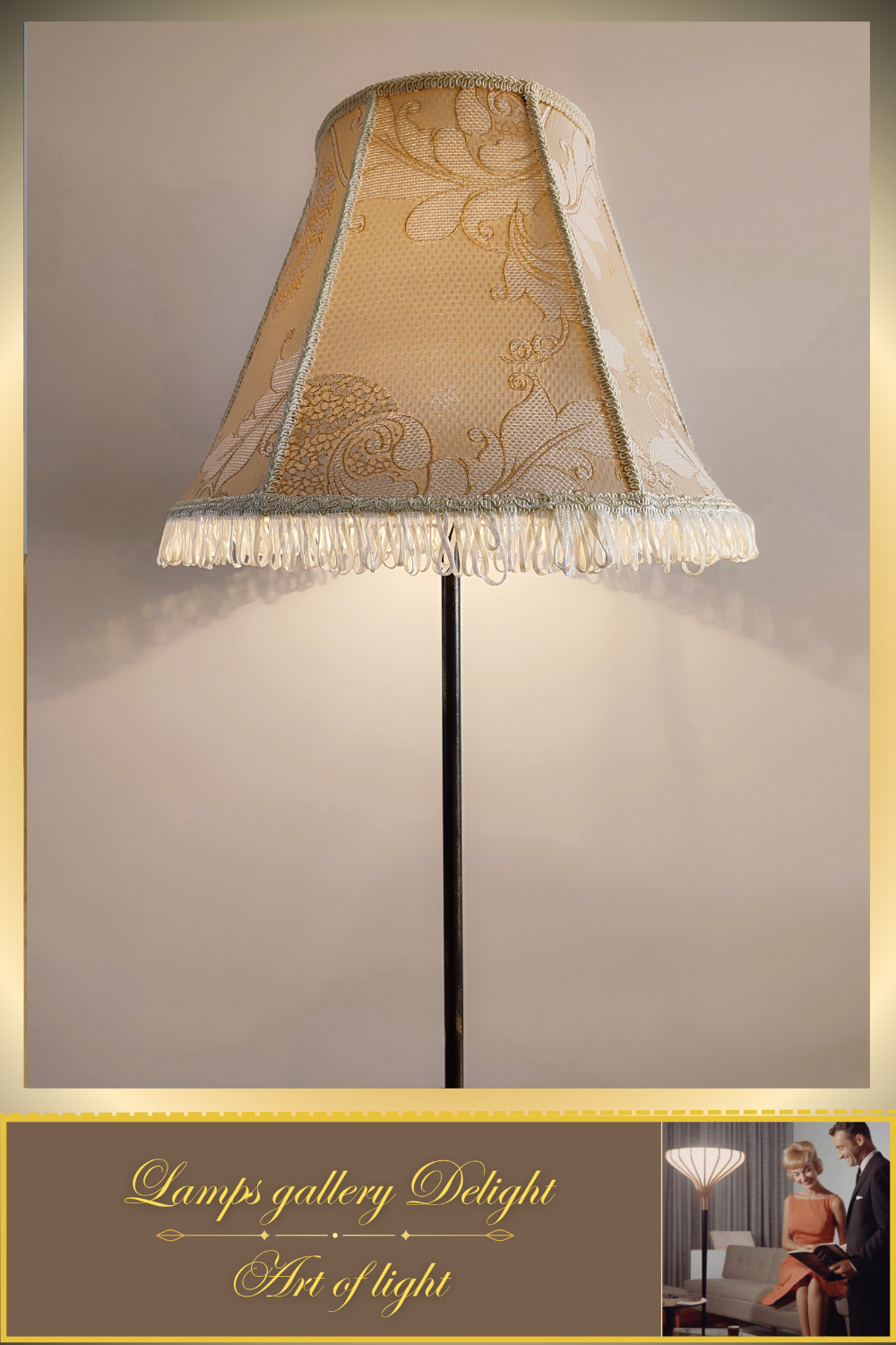 Floor lamp, Victorian style floor lamp, beige lamp, fabric shade, vintage floor lamp, handmade! 380801