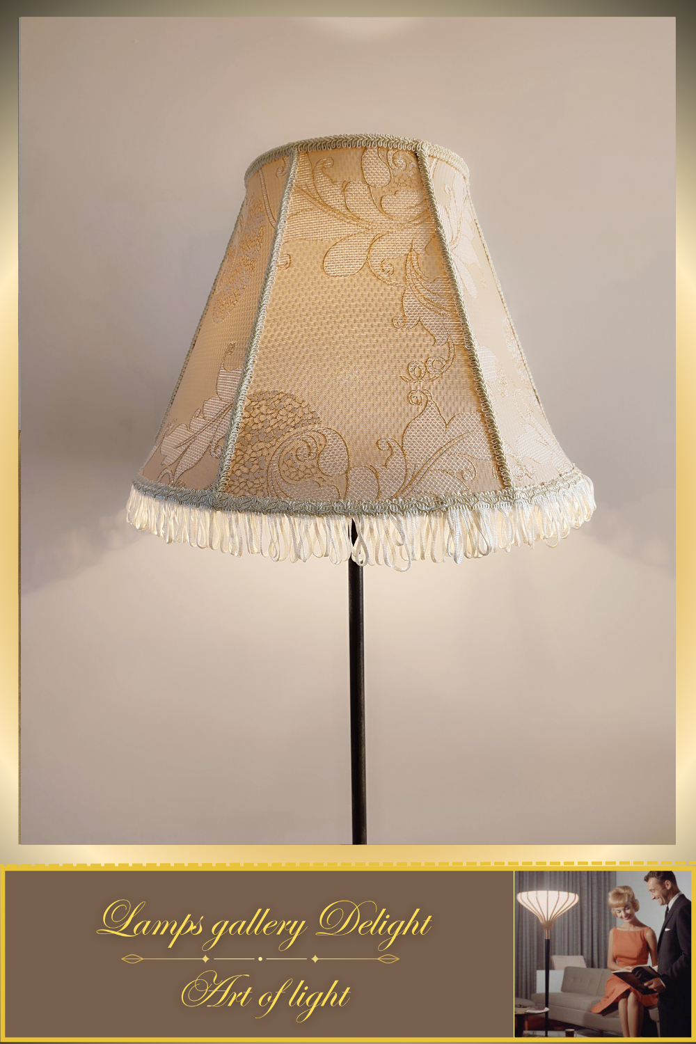 Floor lamp, Victorian style floor lamp, beige lamp, fabric shade, vintage floor lamp, handmade! 380801