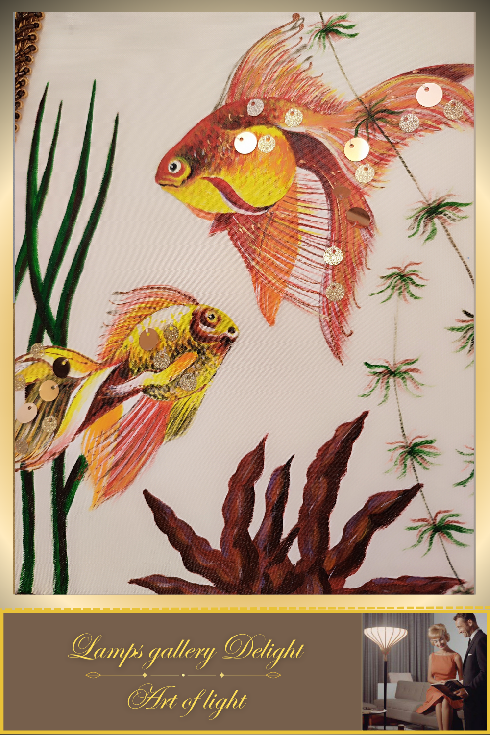 Floor lamp, fairy lamp, art deco lamp, goldfish lamp. 1401
