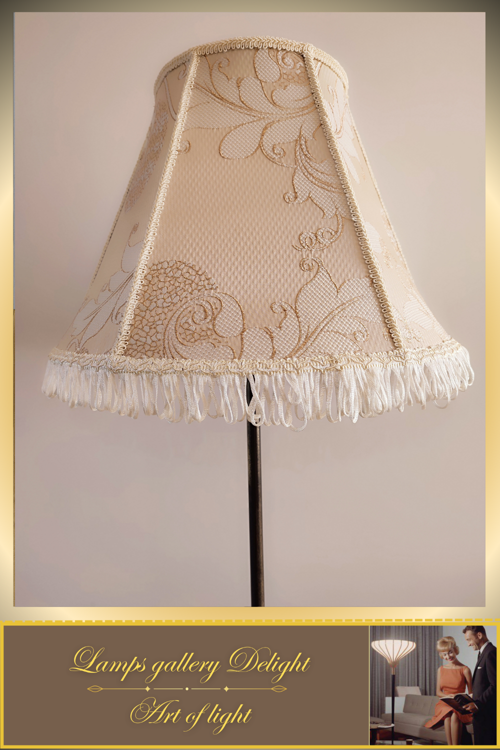 Floor lamp, Victorian style floor lamp, beige lamp, fabric shade, vintage floor lamp, handmade! 380801