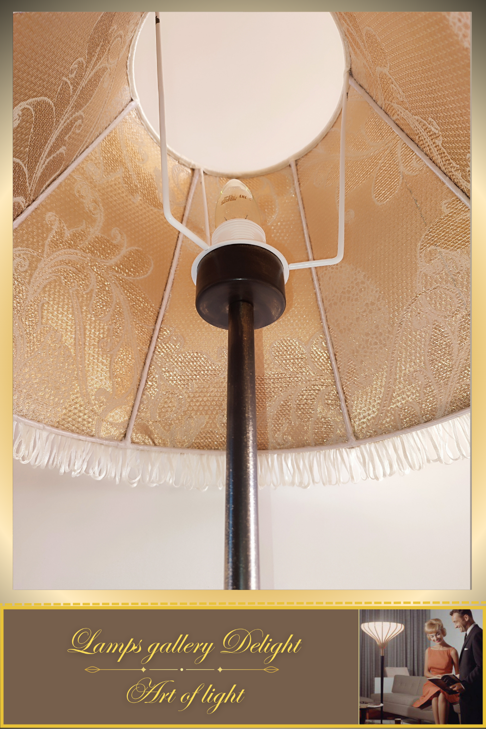 Floor lamp, Victorian style floor lamp, beige lamp, fabric shade, vintage floor lamp, handmade! 380801