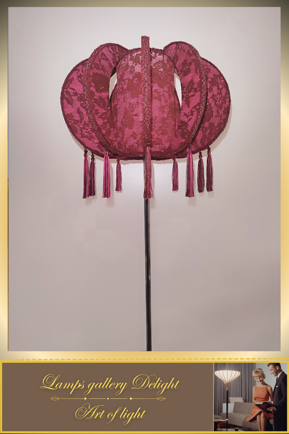 Floor lamp, art deco floor lamp, burgundy floor lamp, vintage floor lamp, unique floor lamp, handmade! 820101