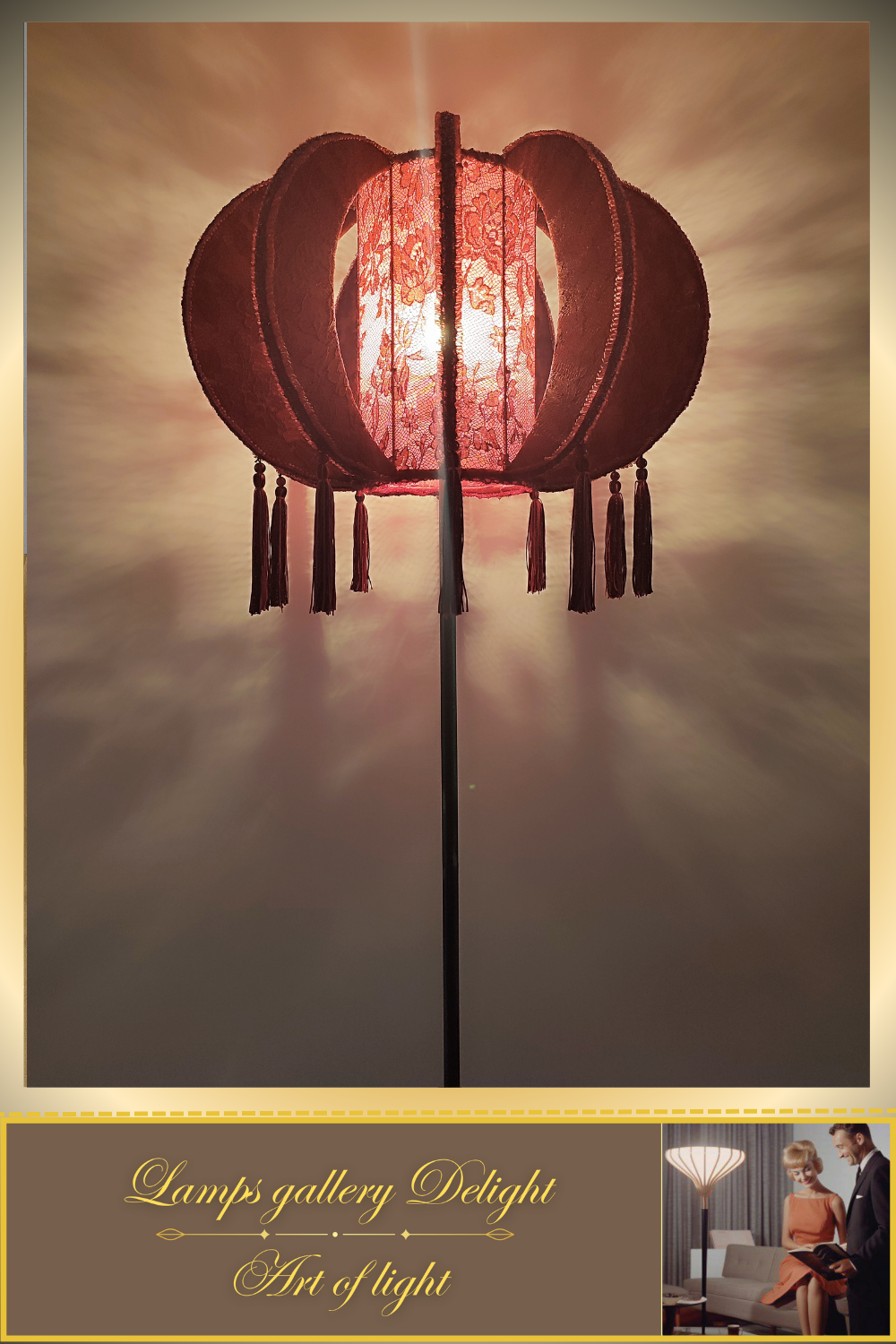Floor lamp, art deco floor lamp, burgundy floor lamp, vintage floor lamp, unique floor lamp, handmade! 820101