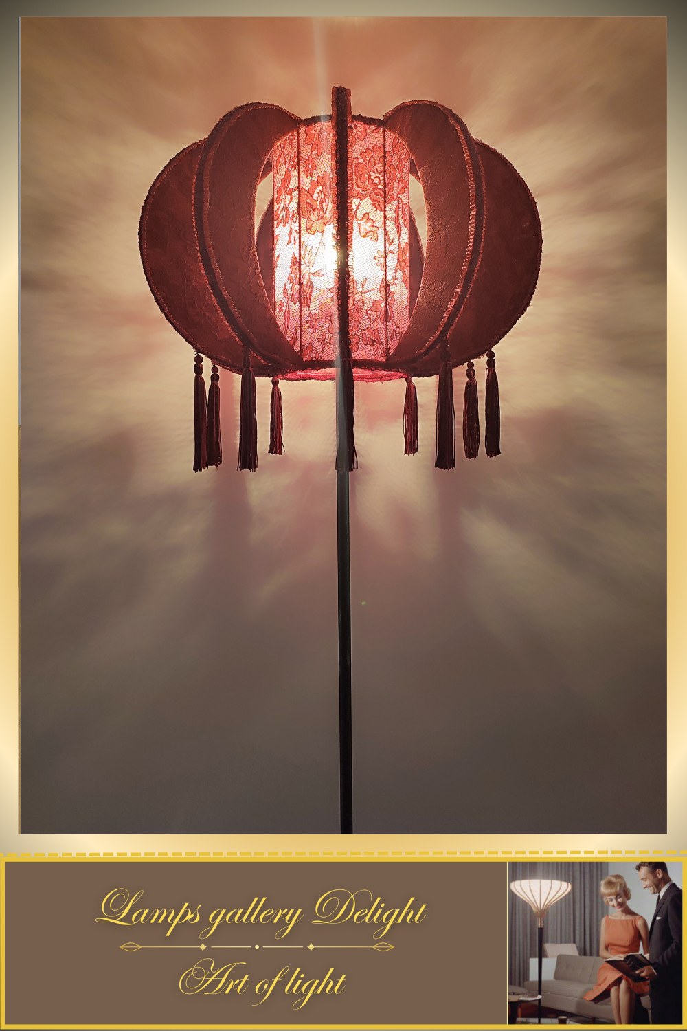 Floor lamp, art deco floor lamp, burgundy floor lamp, vintage floor lamp, unique floor lamp, handmade! 820101