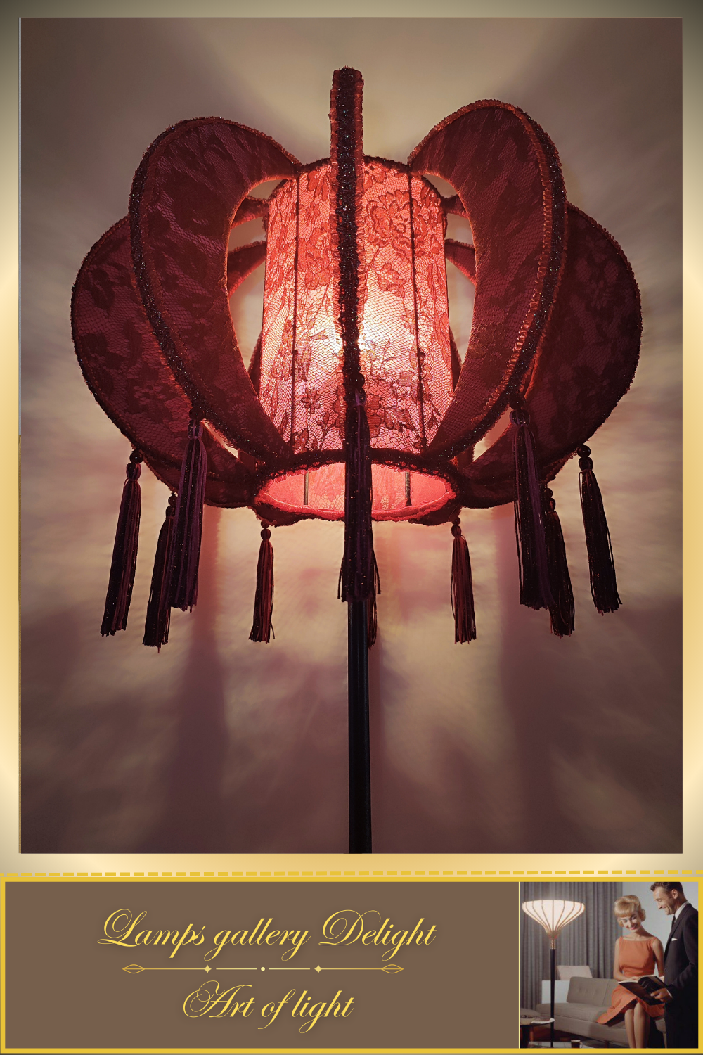Floor lamp, art deco floor lamp, burgundy floor lamp, vintage floor lamp, unique floor lamp, handmade! 820101