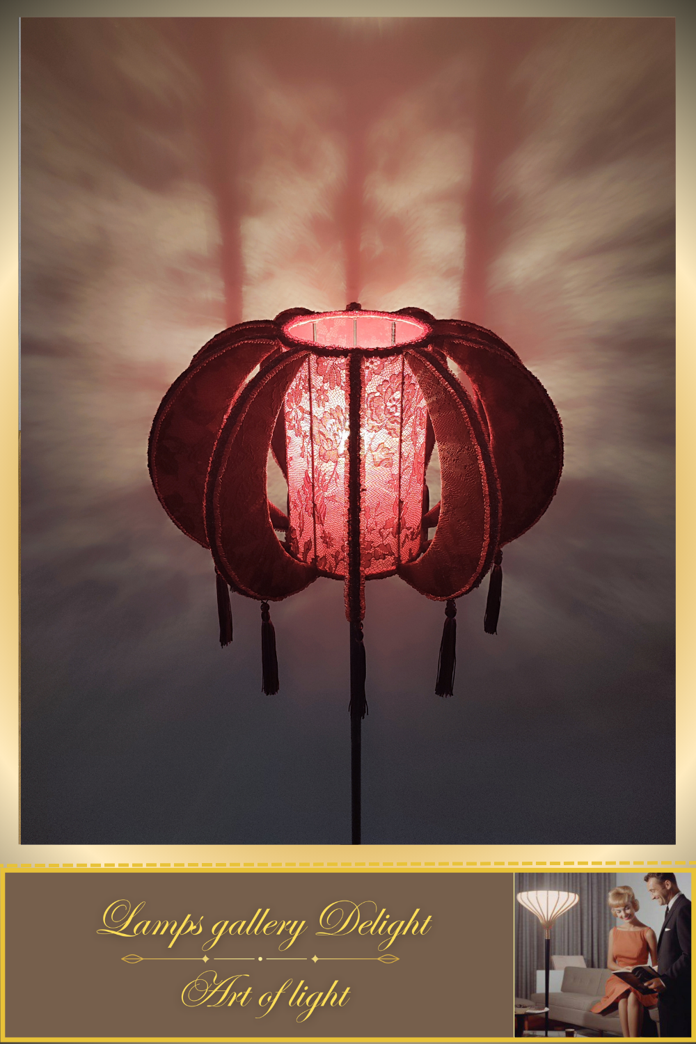 Floor lamp, art deco floor lamp, burgundy floor lamp, vintage floor lamp, unique floor lamp, handmade! 820101