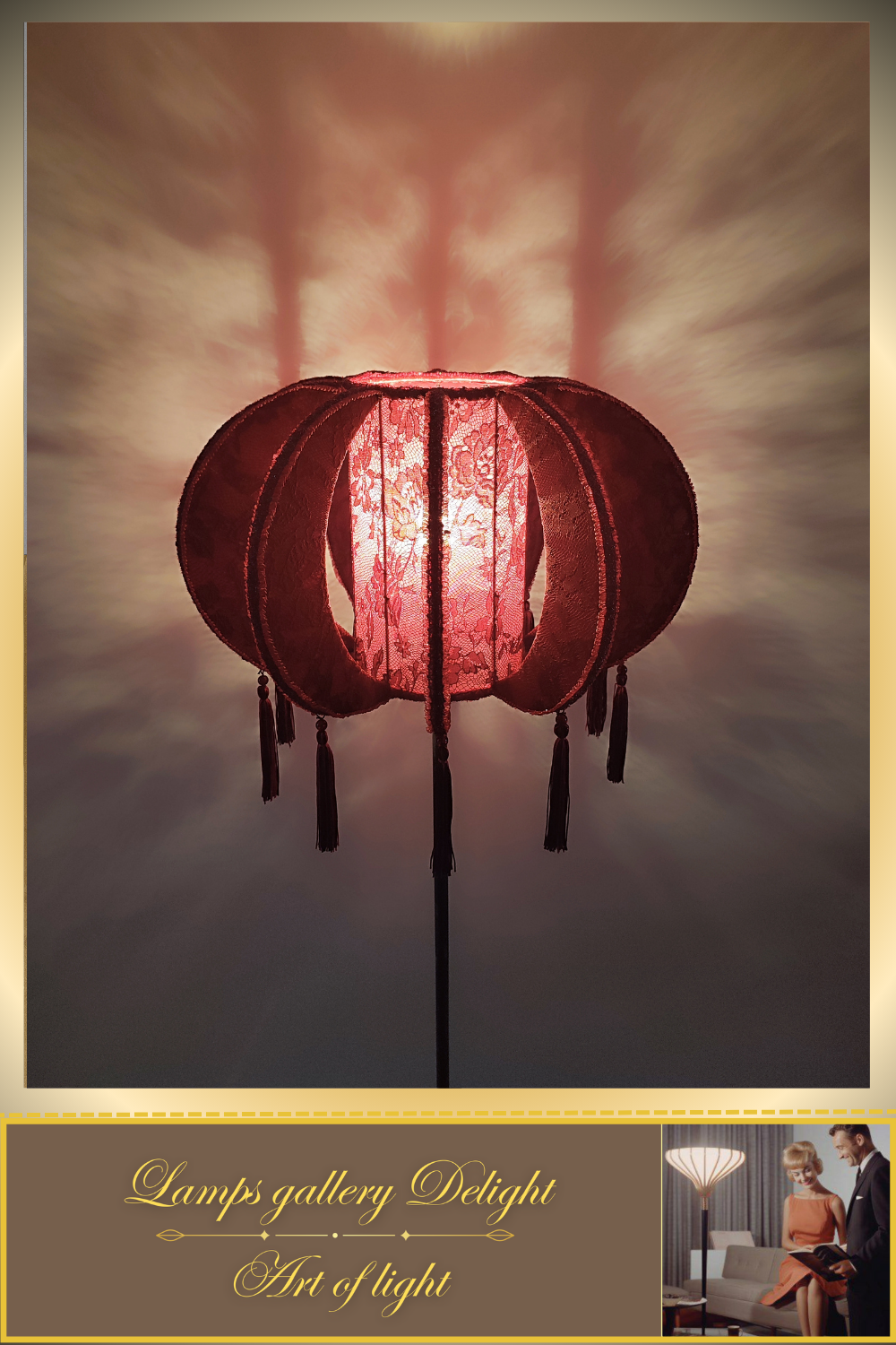Floor lamp, art deco floor lamp, burgundy floor lamp, vintage floor lamp, unique floor lamp, handmade! 820101