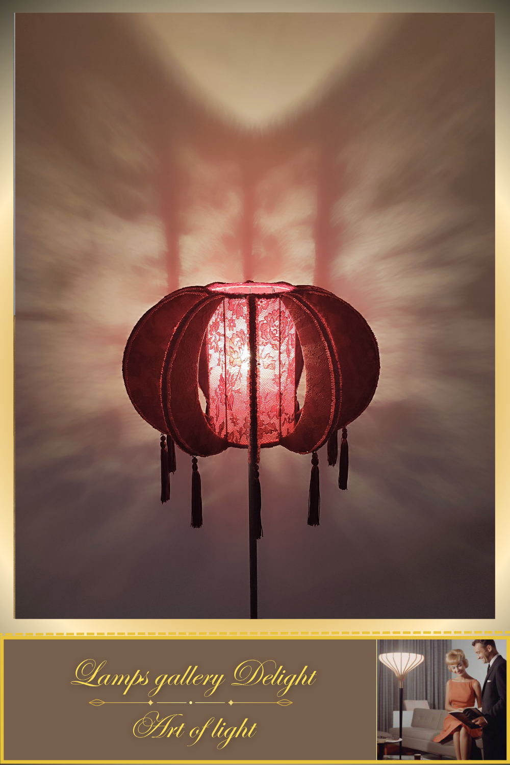 Floor lamp, art deco floor lamp, burgundy floor lamp, vintage floor lamp, unique floor lamp, handmade! 820101