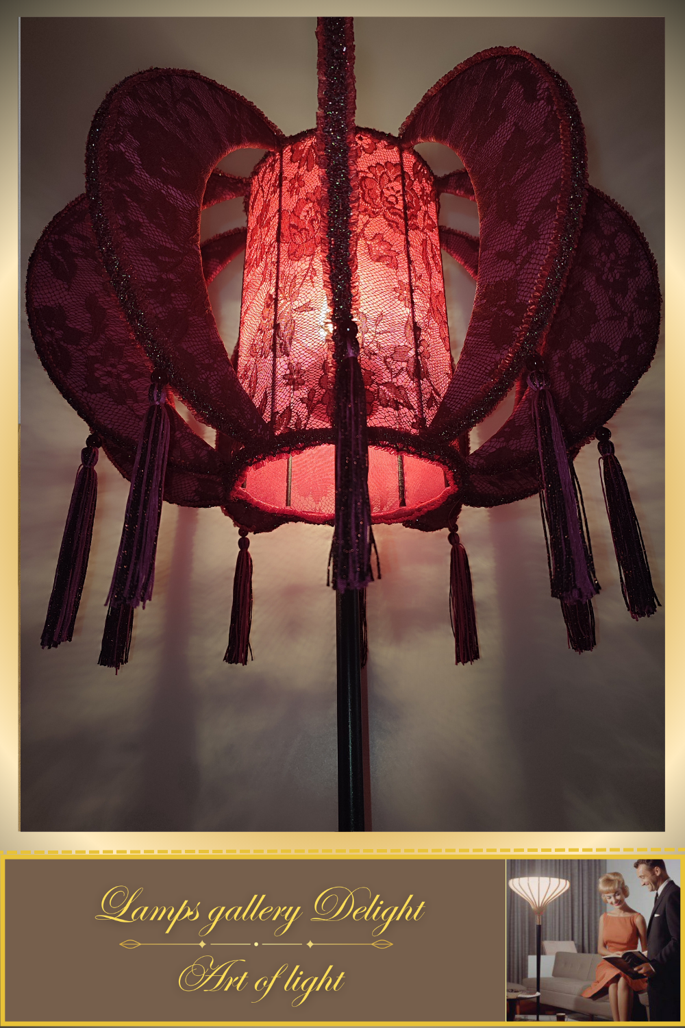 Floor lamp, art deco floor lamp, burgundy floor lamp, vintage floor lamp, unique floor lamp, handmade! 820101