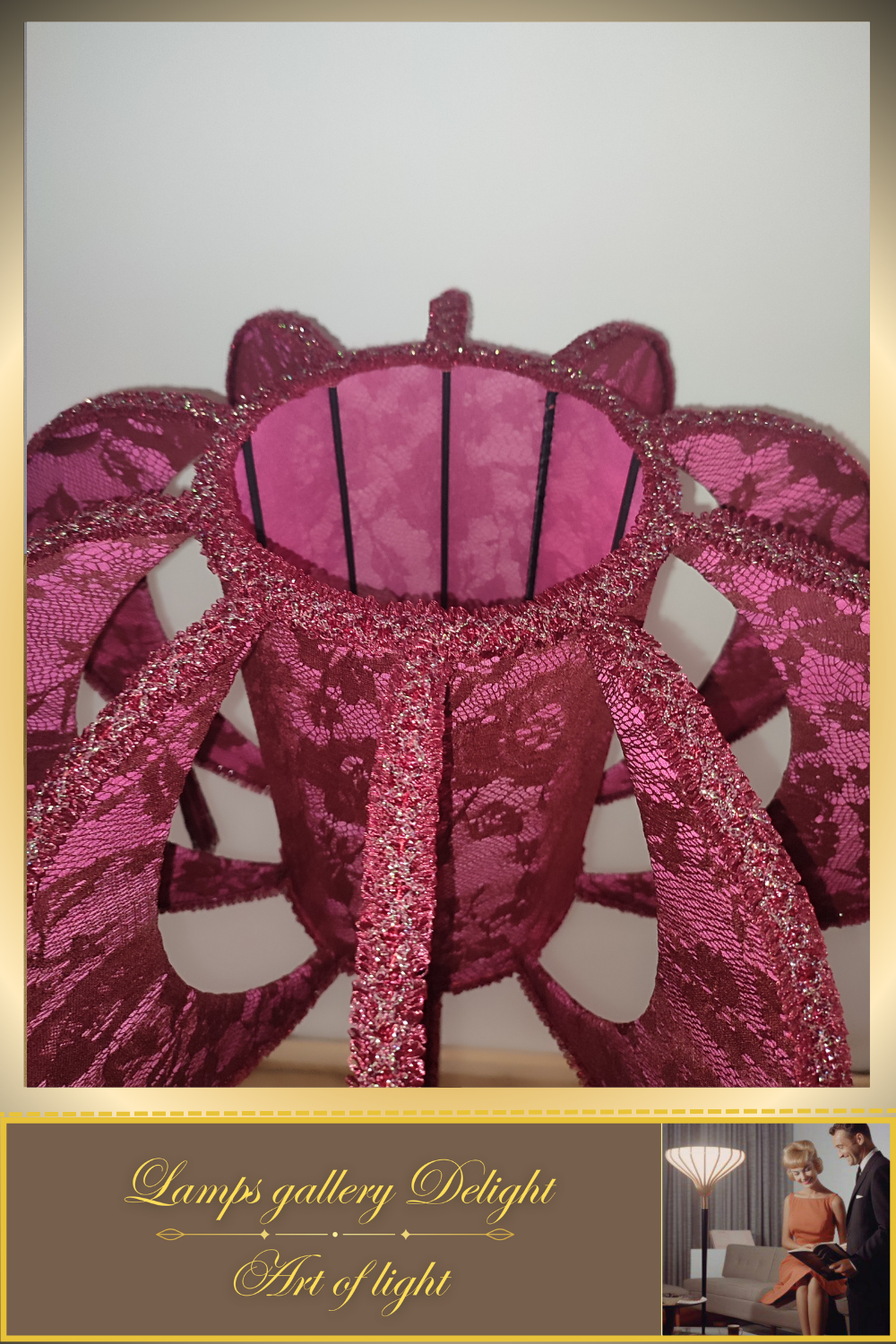 Floor lamp, art deco floor lamp, burgundy floor lamp, vintage floor lamp, unique floor lamp, handmade! 820101