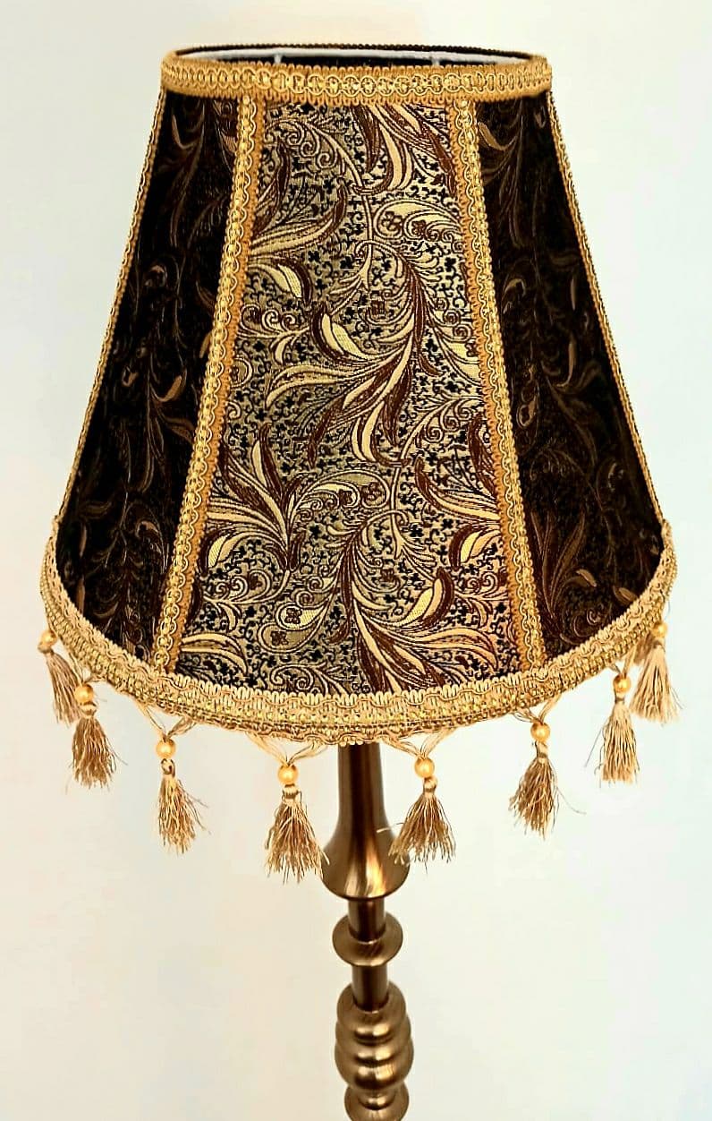 Relief lampshade of golden brown color in Victorian style with fringe. PRODUCT TO ORDER. 0205