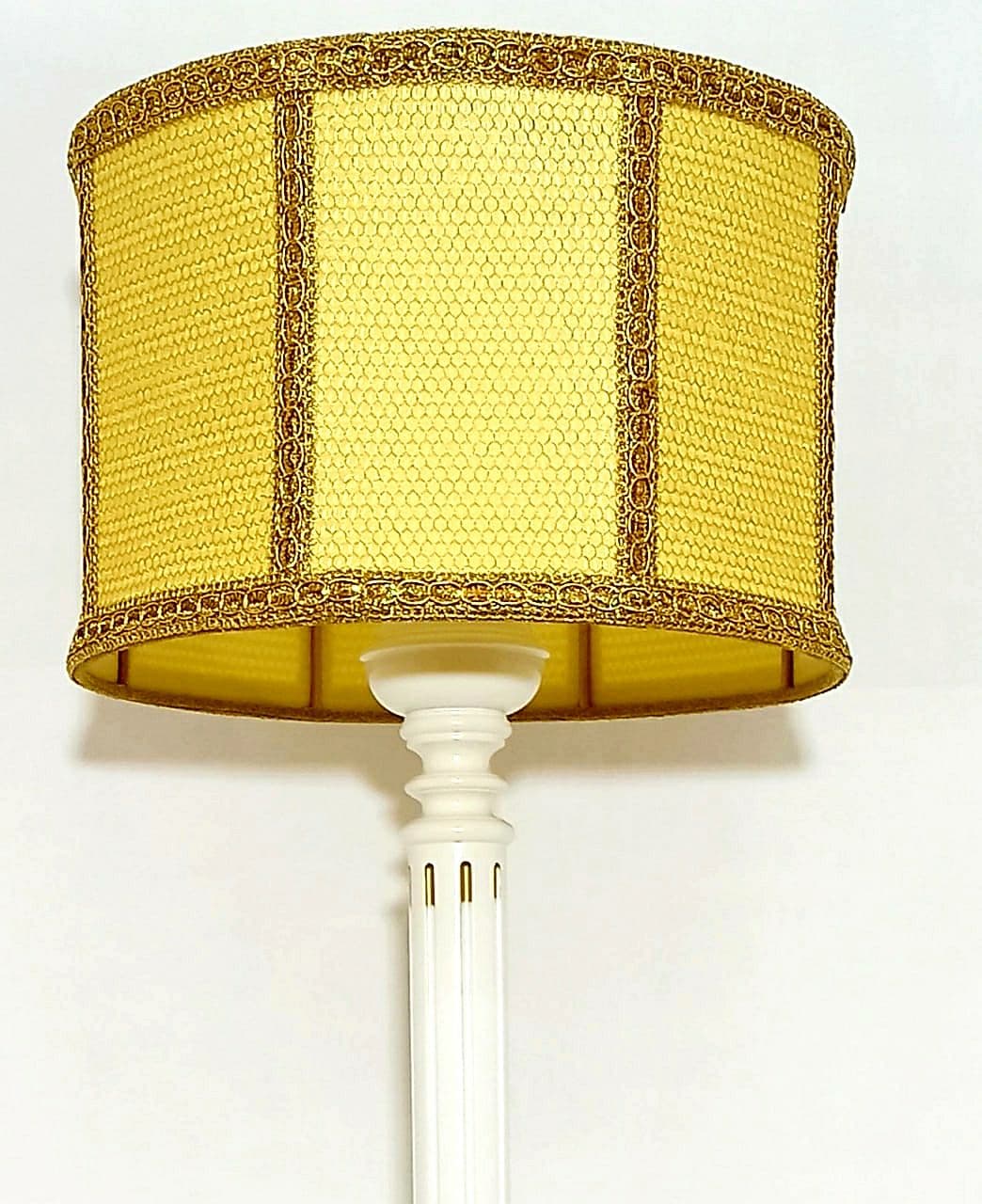 Handmade Yellow Mesh and Fabric Lampshade. 1601