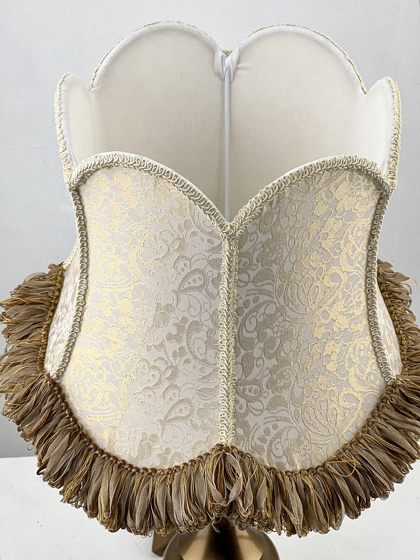 Lampshade, golden cream shade for a bedside lamp. Antique charm. 6604