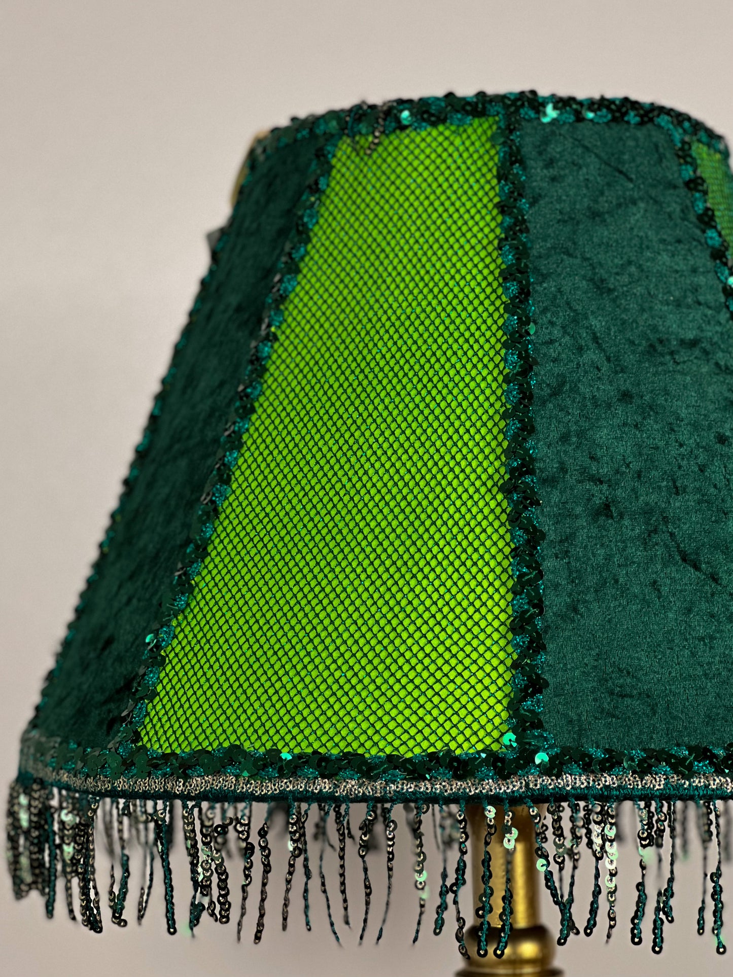 Victorian lampshade light green fabric fringe PRODUCT TO ORDER. 1118