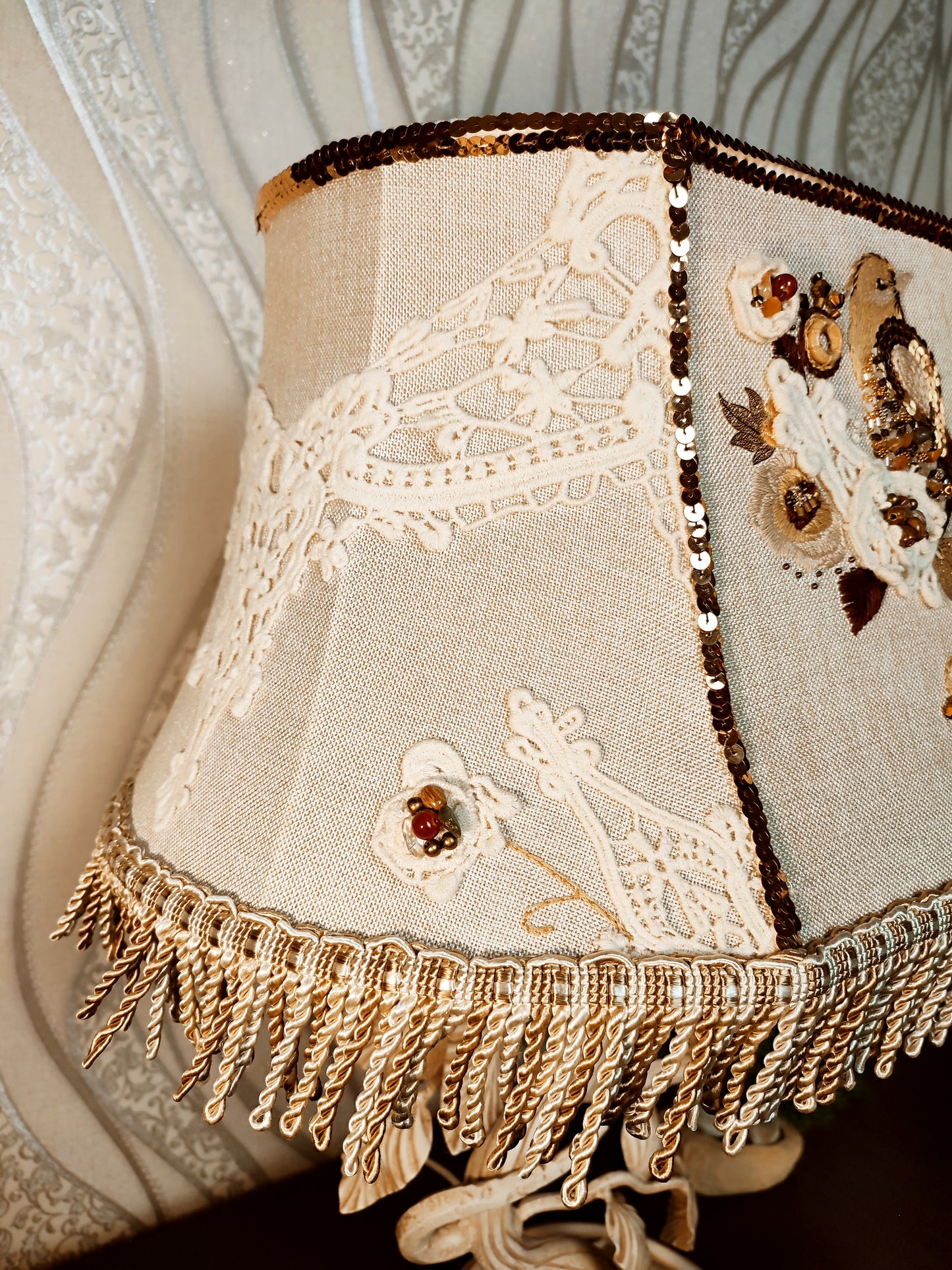 Table lamp, unique lamp shades, custom base, handmade home lamp, Victorian Table Lamp, Vintage Table Lamp. 5301
