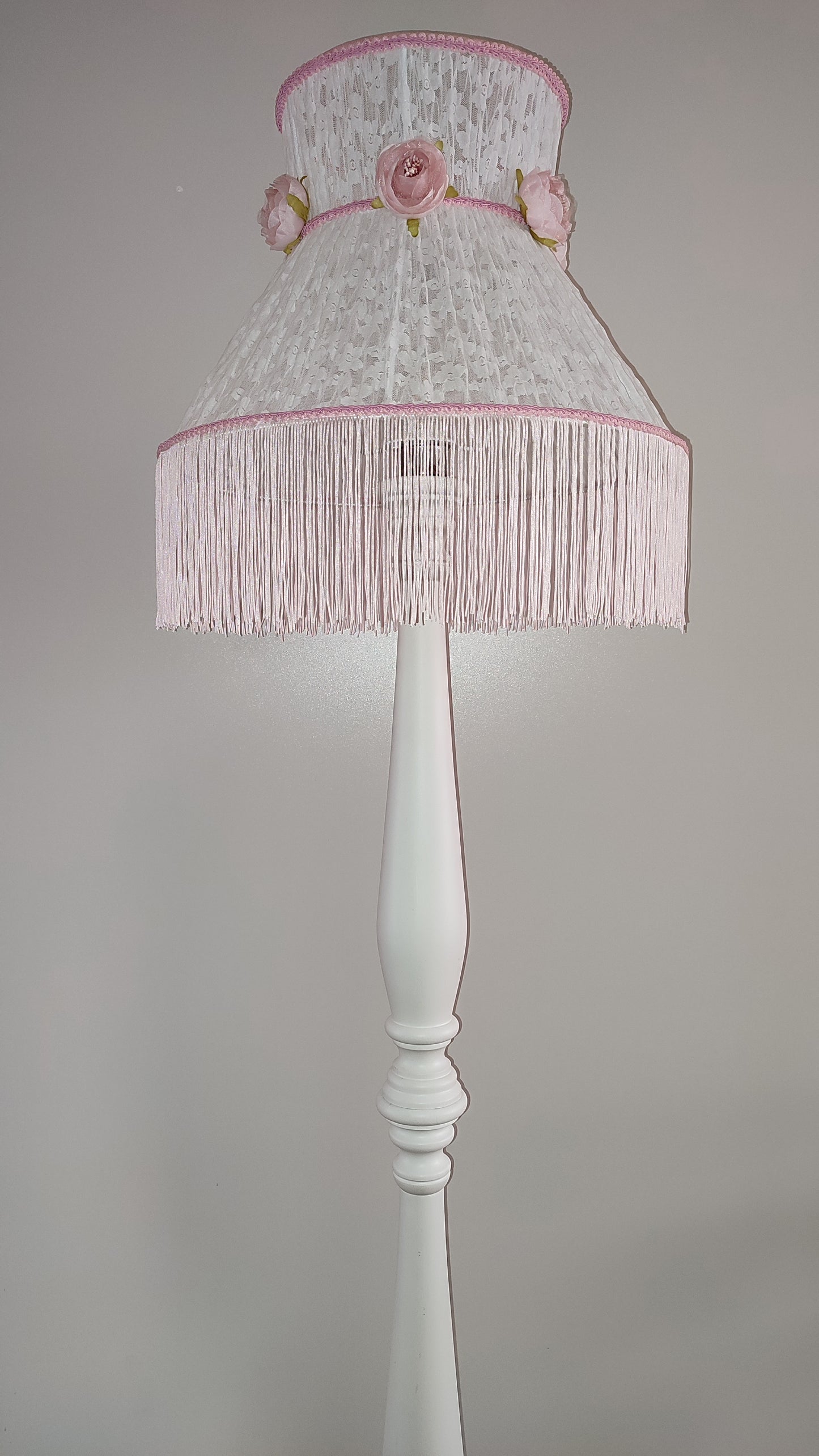 White guipure Victorian lampshade with rose