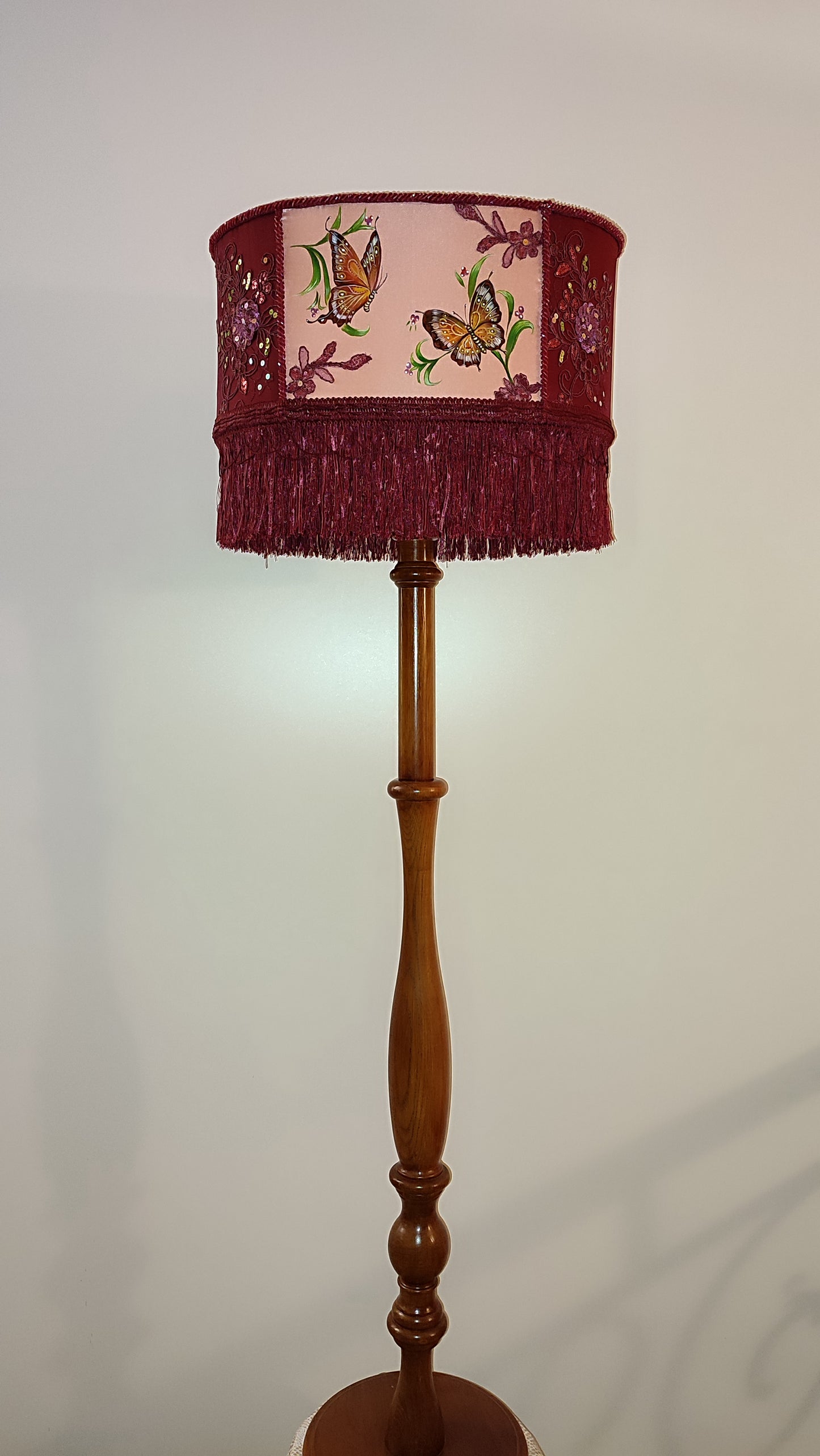 Designer Burgundy Lampshade - Handmade for Large, Romantic, and Deco Lighting. 1805