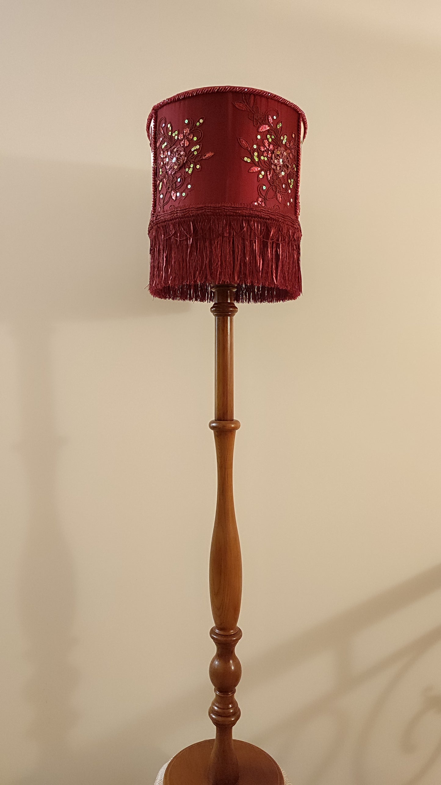 Designer Burgundy Lampshade - Handmade for Large, Romantic, and Deco Lighting. 1805