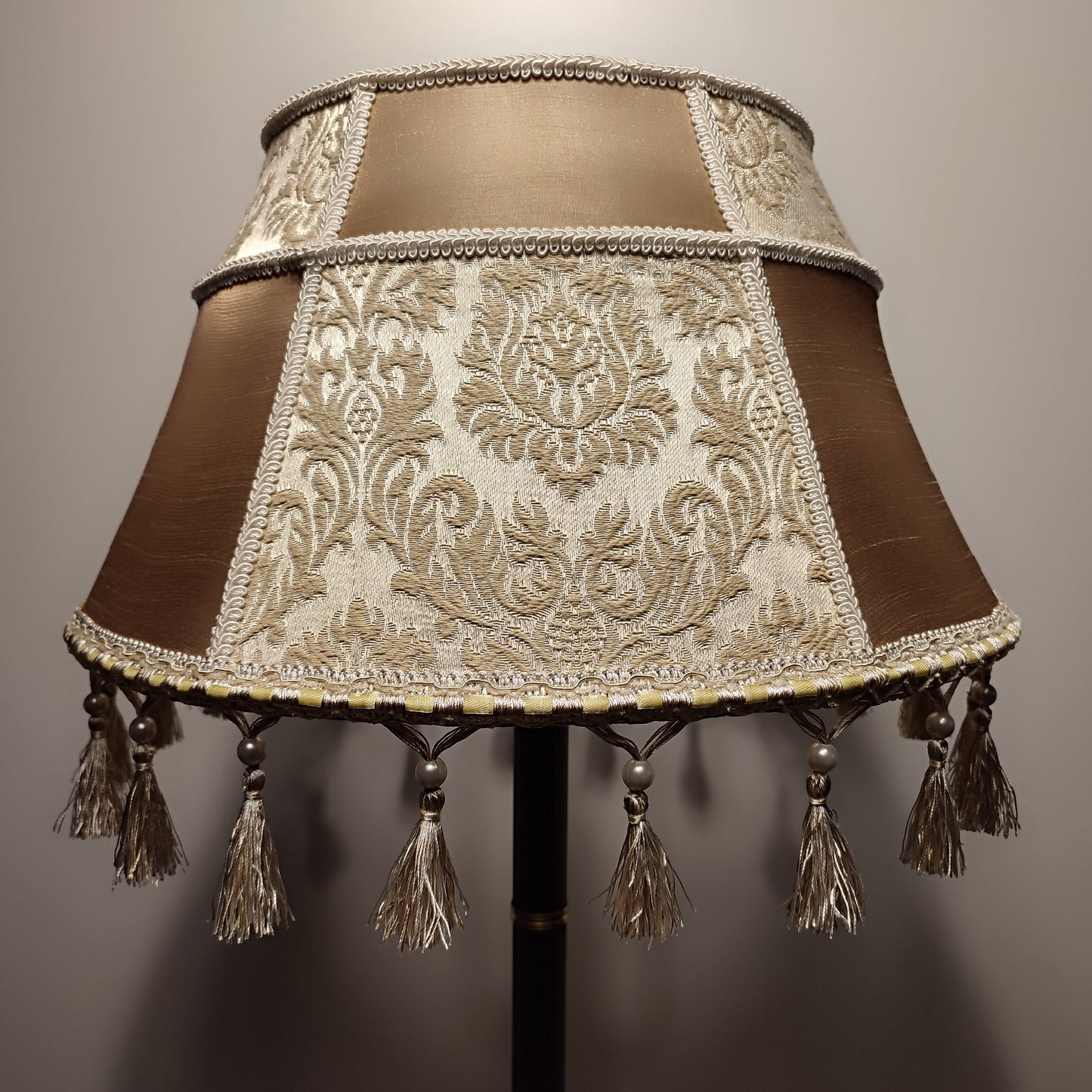 Table lamp, art deco lamp, antique lamp, bronze base with fabric shade, handmade home lamp. 7903