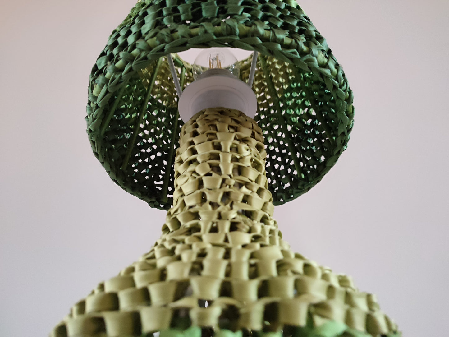 Victorian wicker green table lamp, handmade. unique lamp. 4302