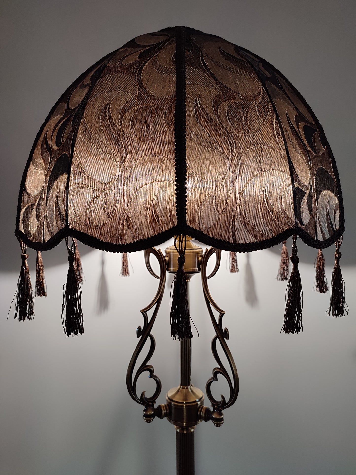 Floor lamp, lamp floor, brass lamp, fabric lamp shade, handmade home lamp. 4802