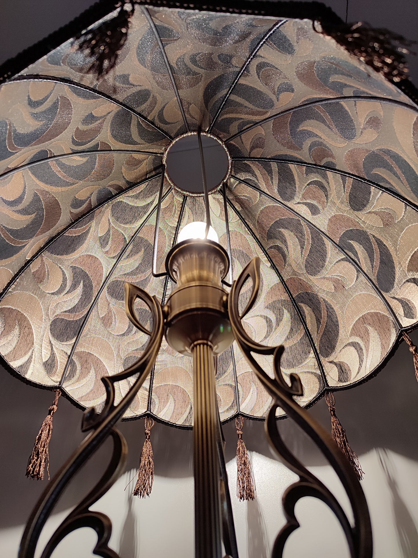 Floor lamp, lamp floor, brass lamp, fabric lamp shade, handmade home lamp. 4802