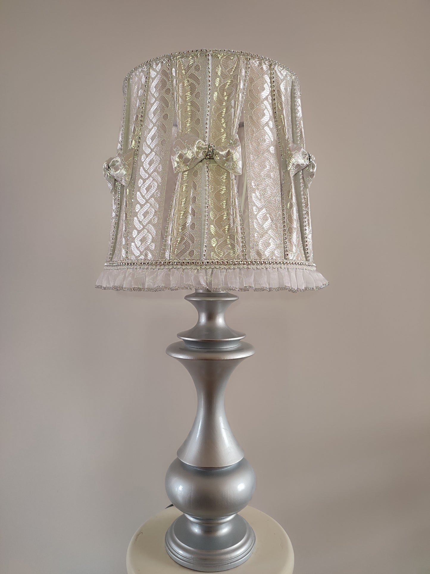 Table lamp, silver lamp, bedside table lamp, HANDMADE. 3902