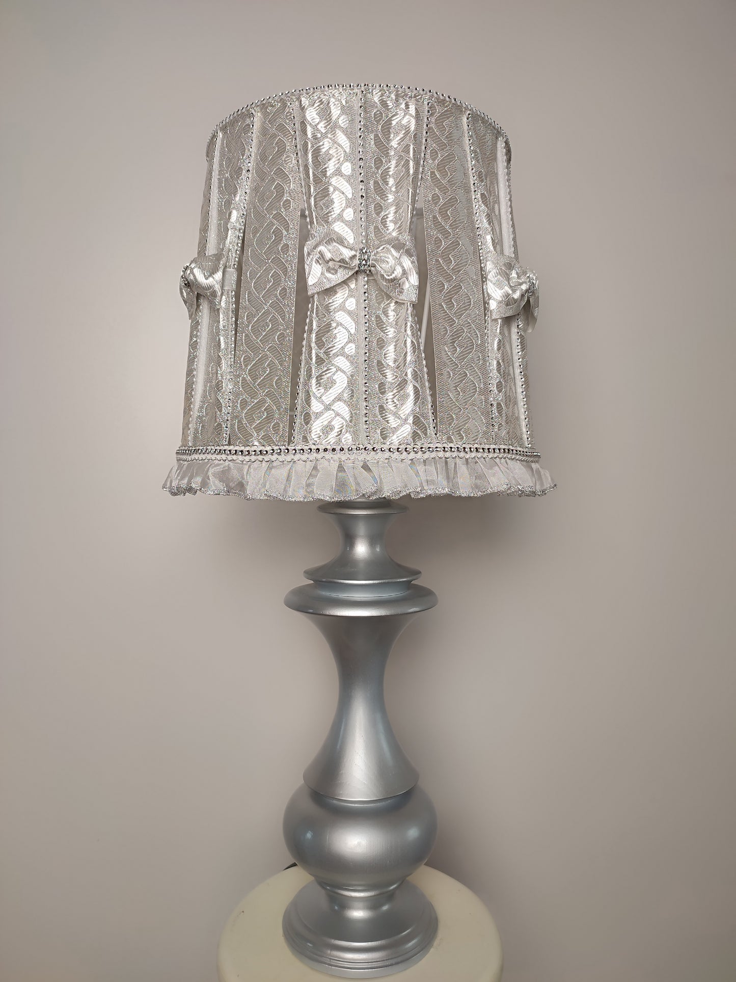 Table lamp, silver lamp, bedside table lamp, HANDMADE. 3902