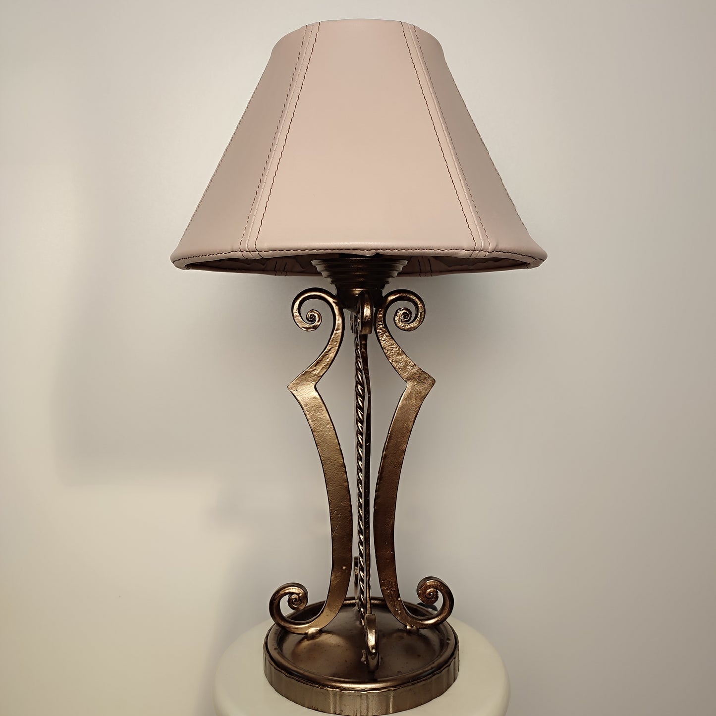 Table lamp, unique lamp shades, custom base, leather lampshade. 8304