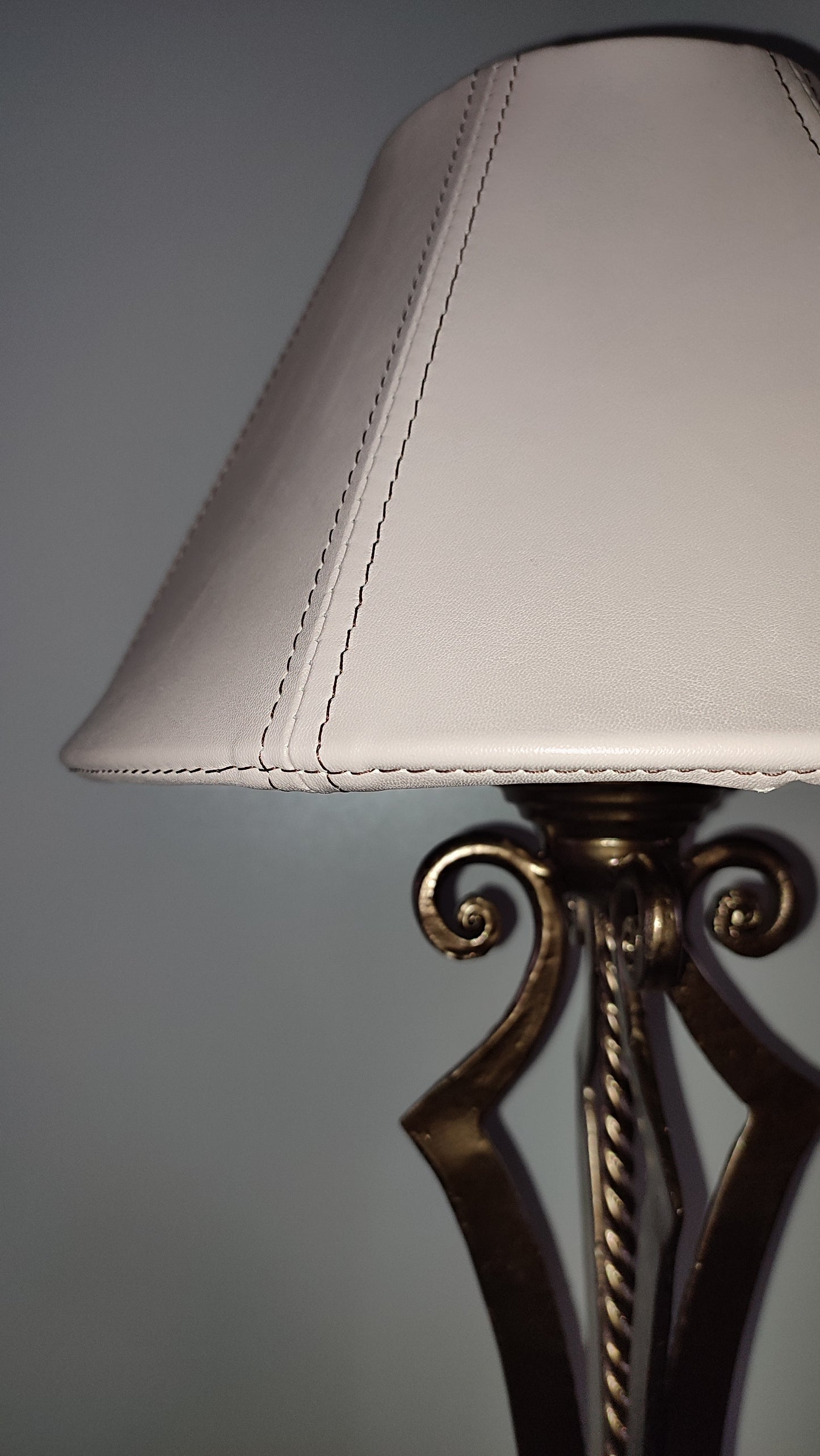 Table lamp, unique lamp shades, custom base, leather lampshade. 8304
