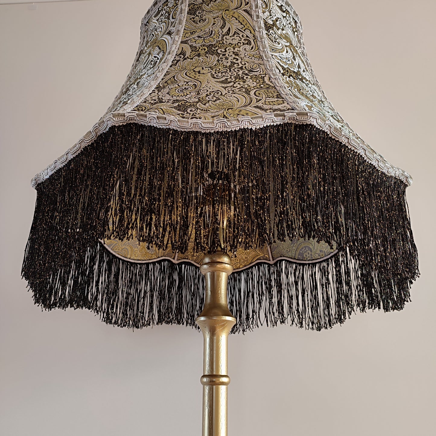 Lampshade, fabric lampshade, unique lamp shades, Golden lampshade. 4706