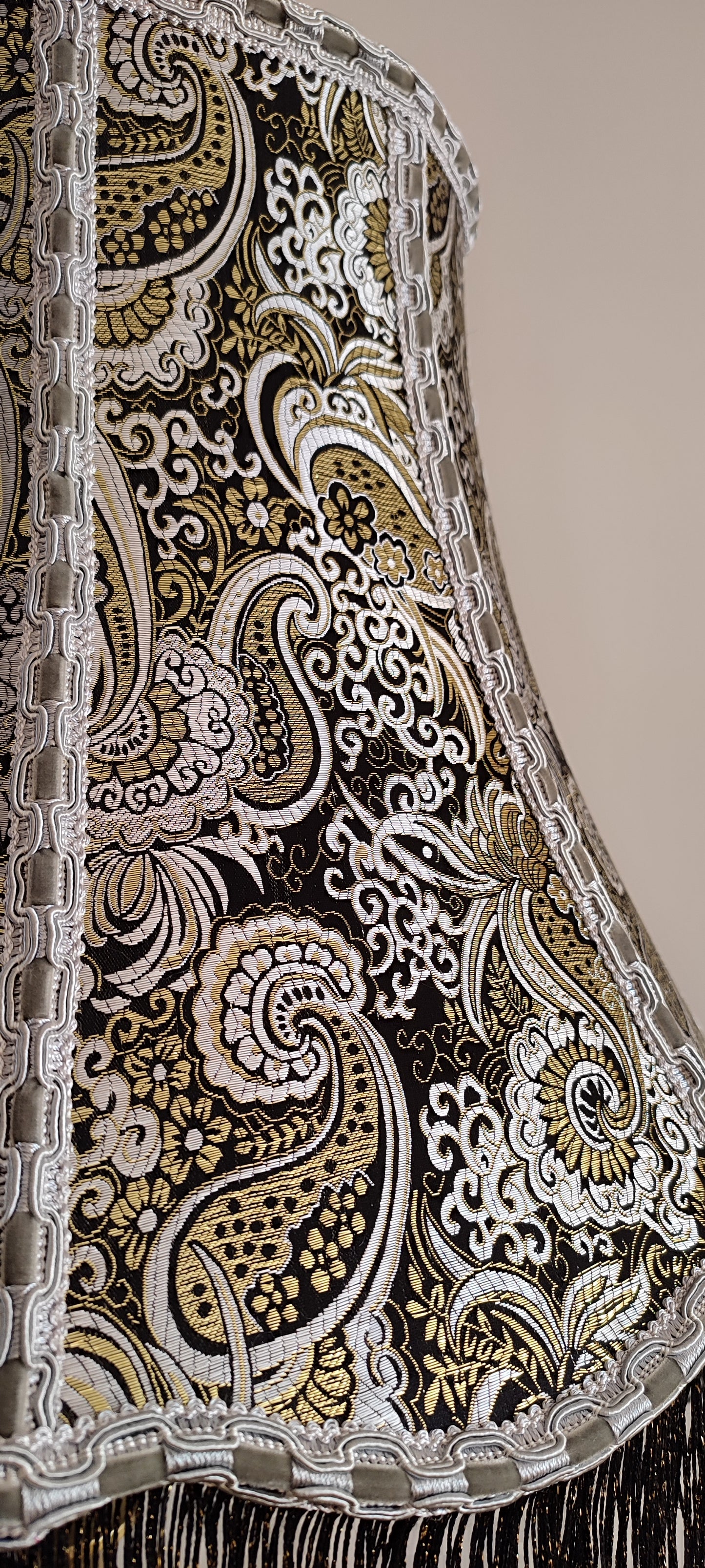 Lampshade, fabric lampshade, unique lamp shades, Golden lampshade. 4706
