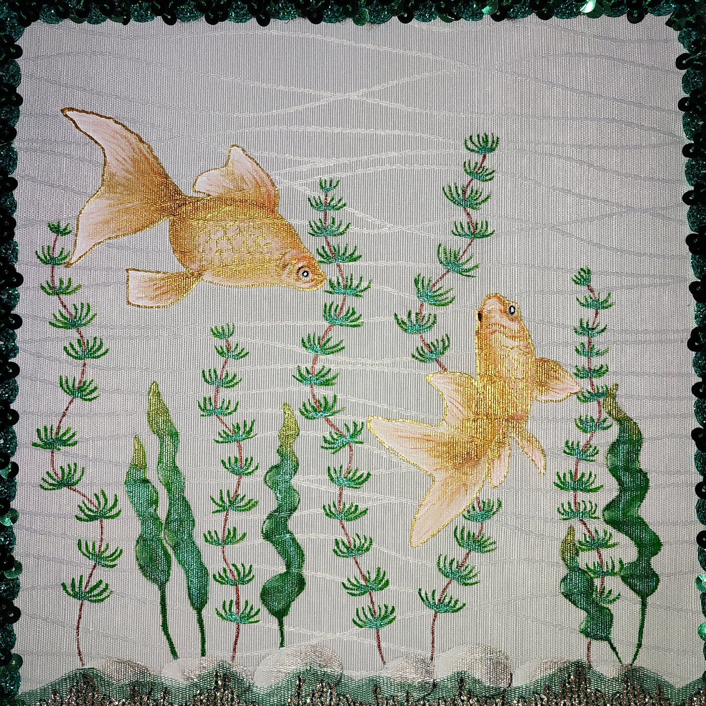 Lampshade, Art Deco. Goldfish Lush silk lampshade. 2805