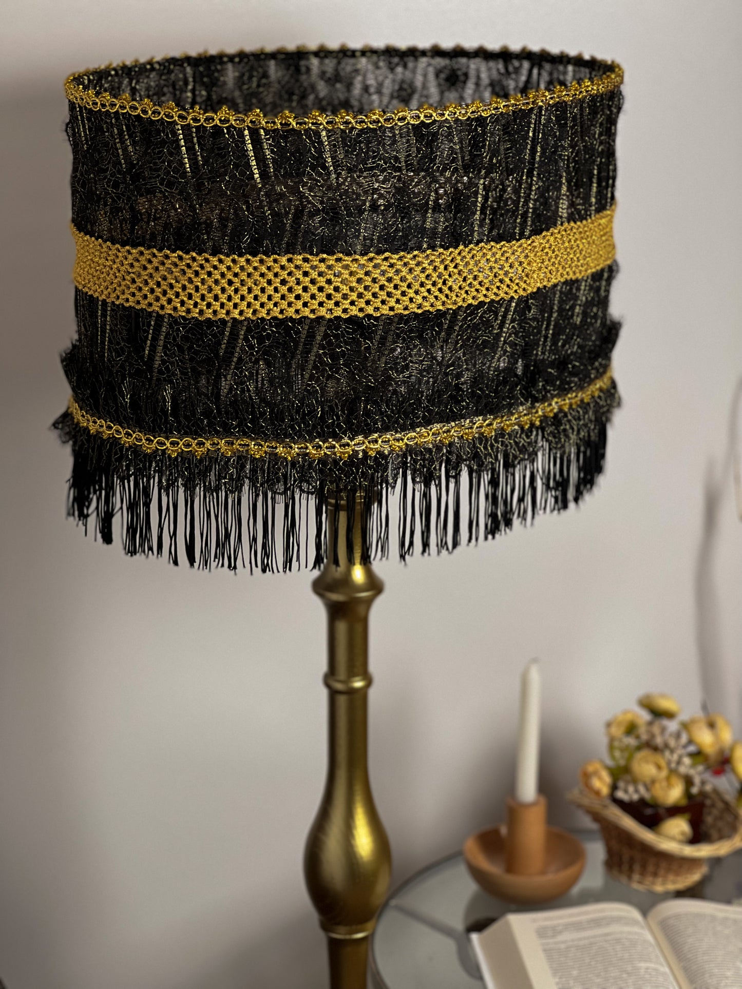 Handmade Victorian Lampshade in Black. 2901