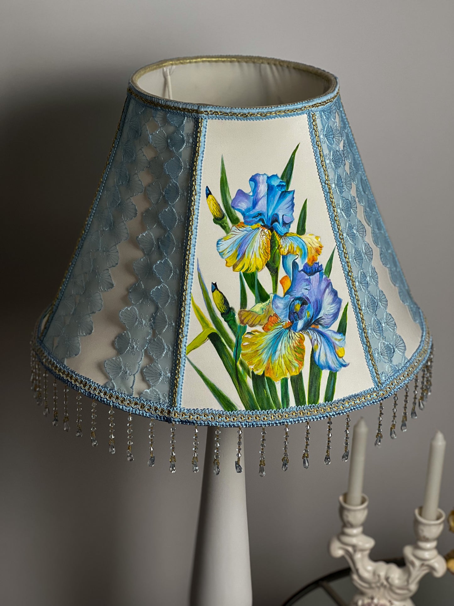 Lampshade. Hand-painted flower lampshade, art deco lamps, floral lamps. 3805