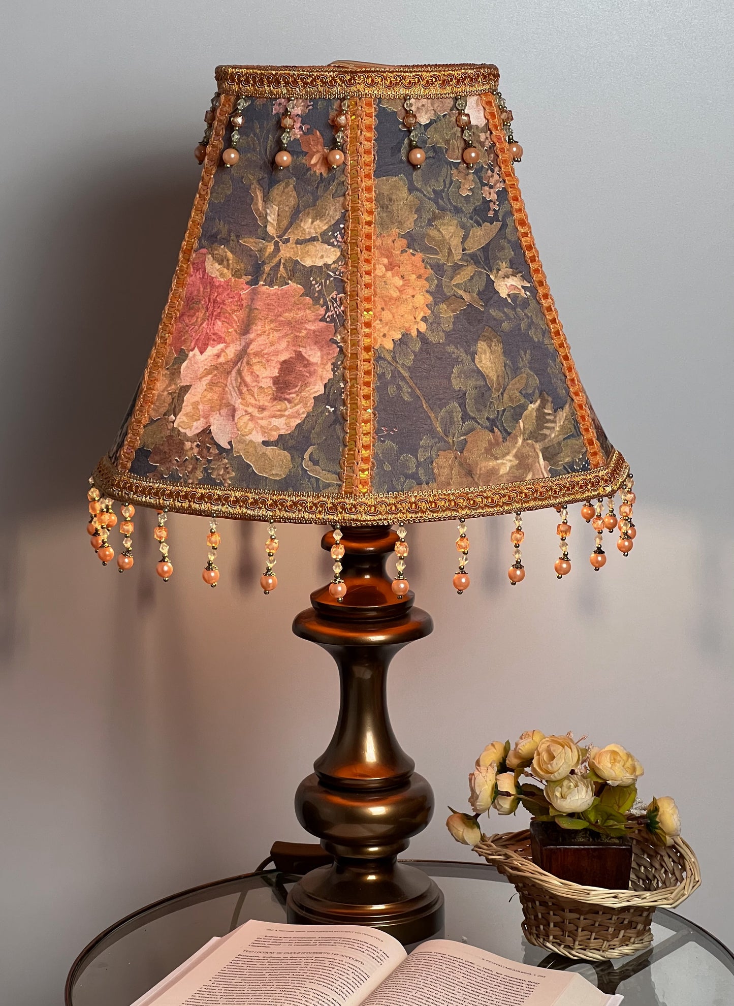 Flower lampshade - handmade patterned lampshade for a large flower lamp. 0202