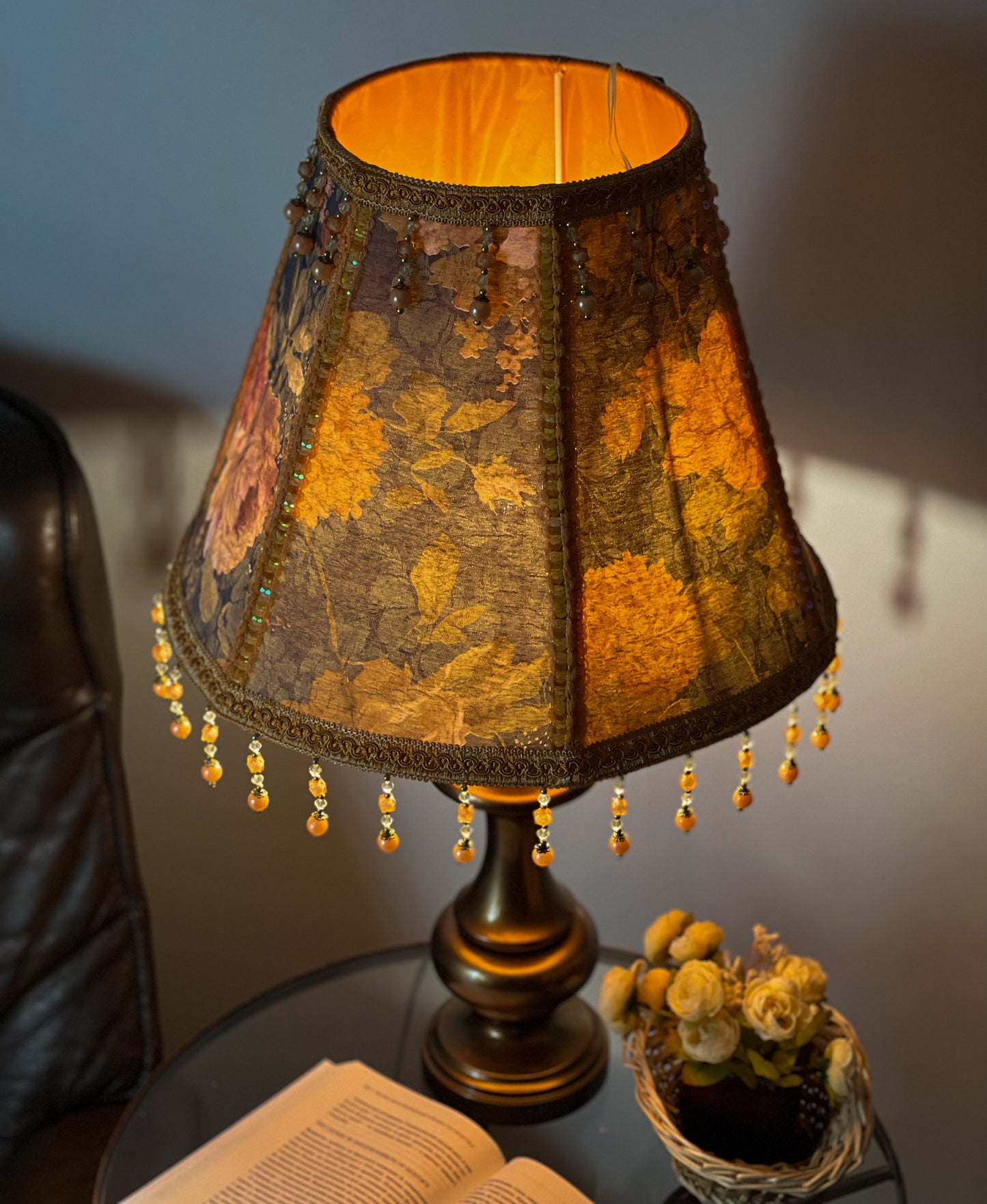 Flower lampshade - handmade patterned lampshade for a large flower lamp. 0202
