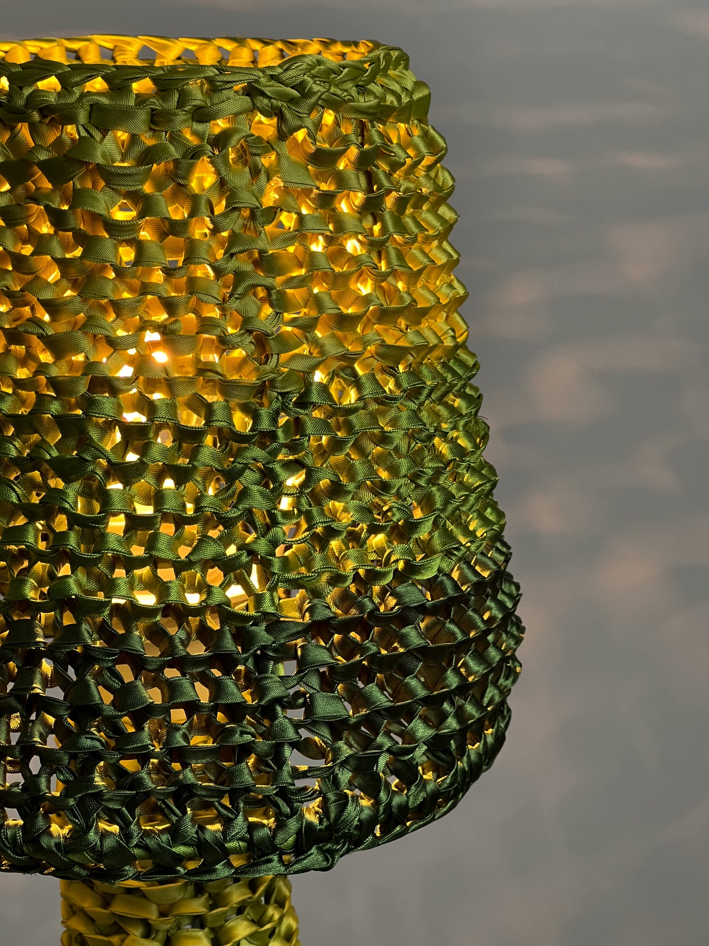 Victorian wicker green table lamp, handmade. unique lamp. 4302